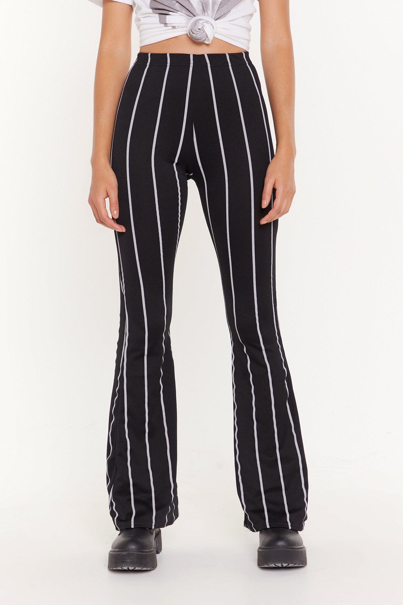 vertical striped flare pants