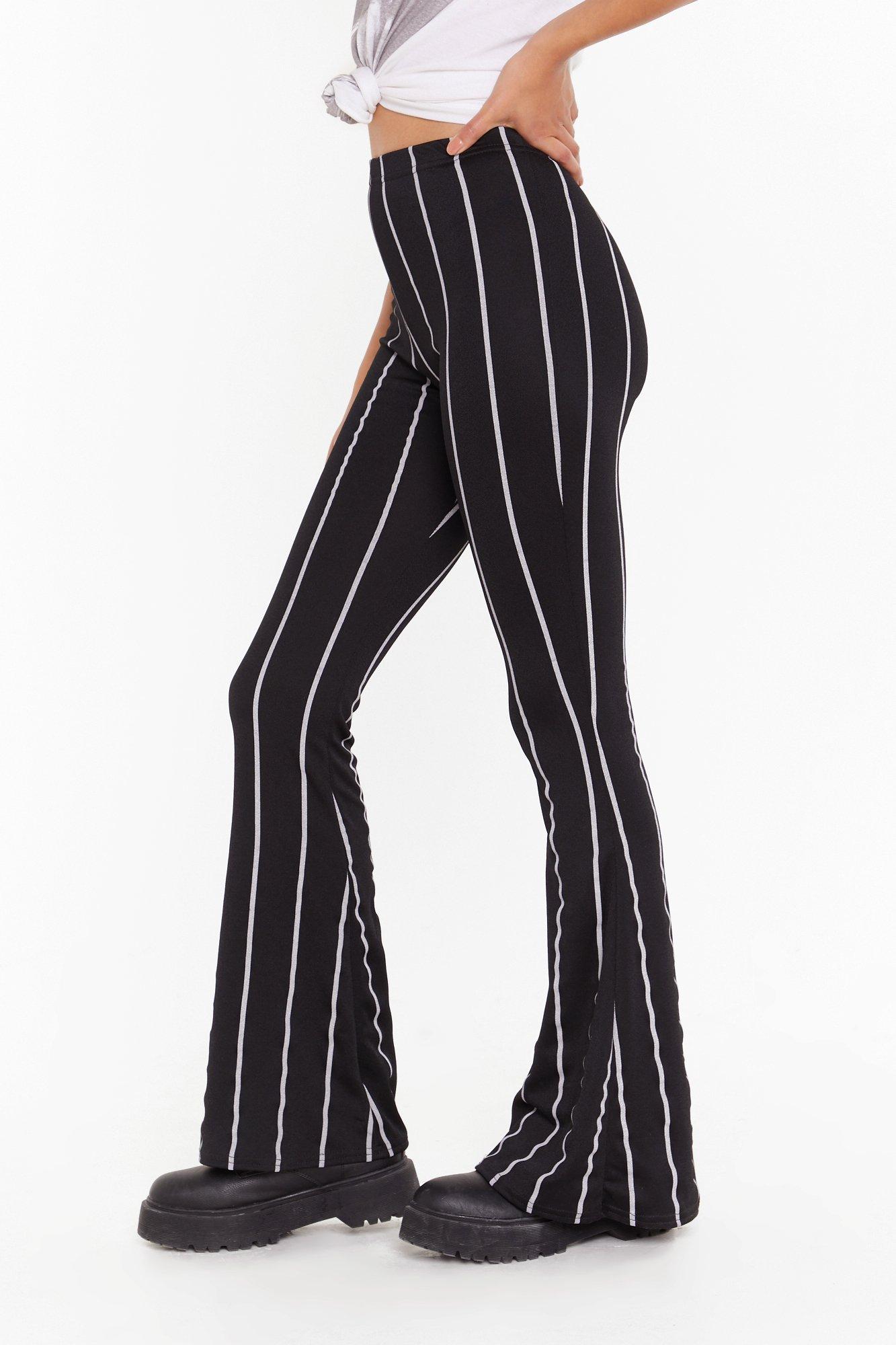 black striped flared trousers