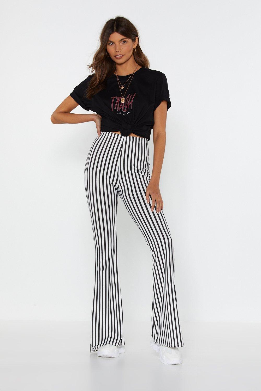 flared striped trousers