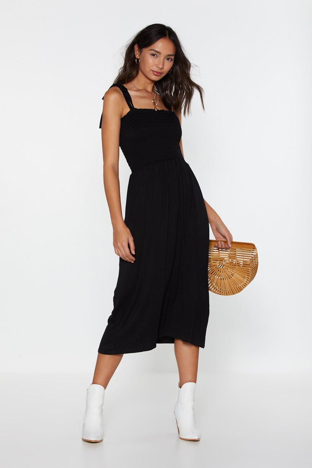 midi shirred dress