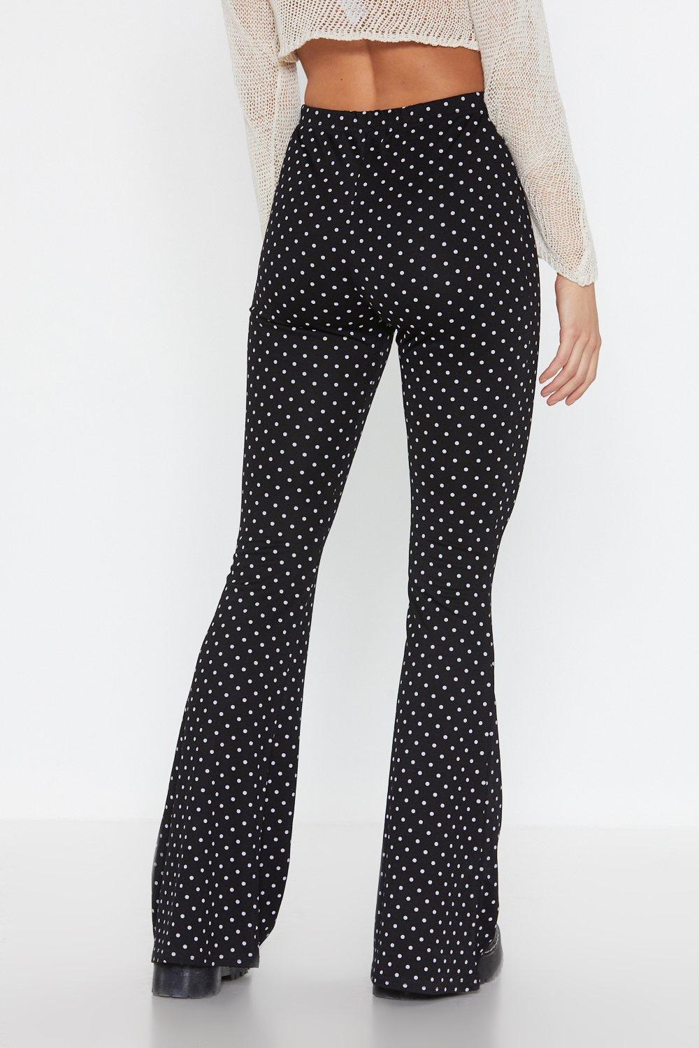 spotty flared trousers