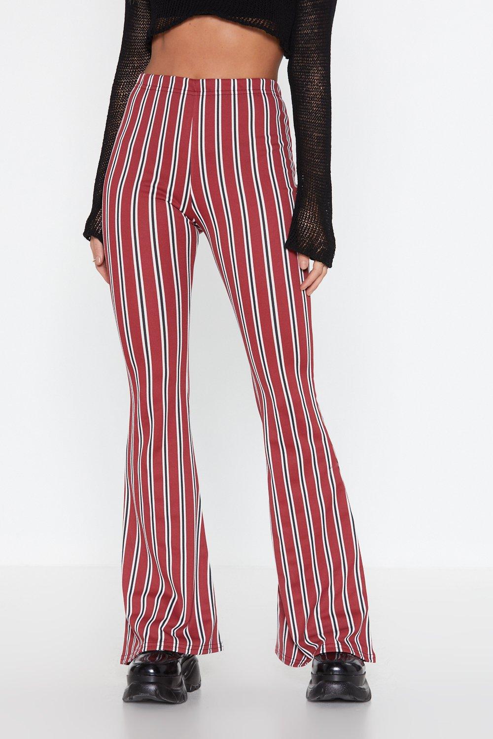 high waisted striped flare pants