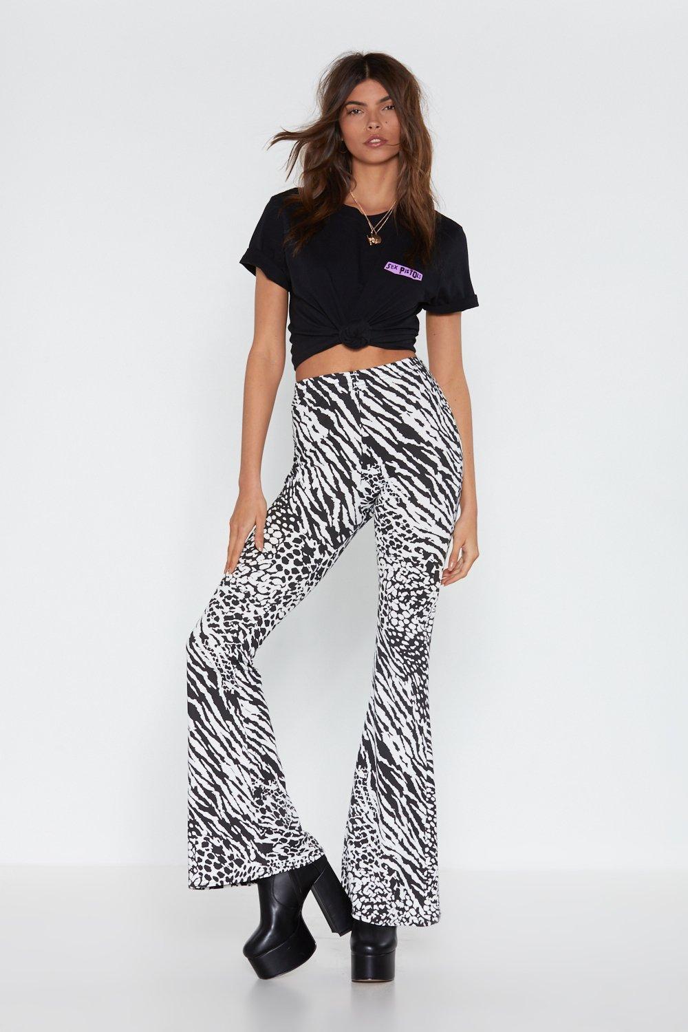 animal print flare pants