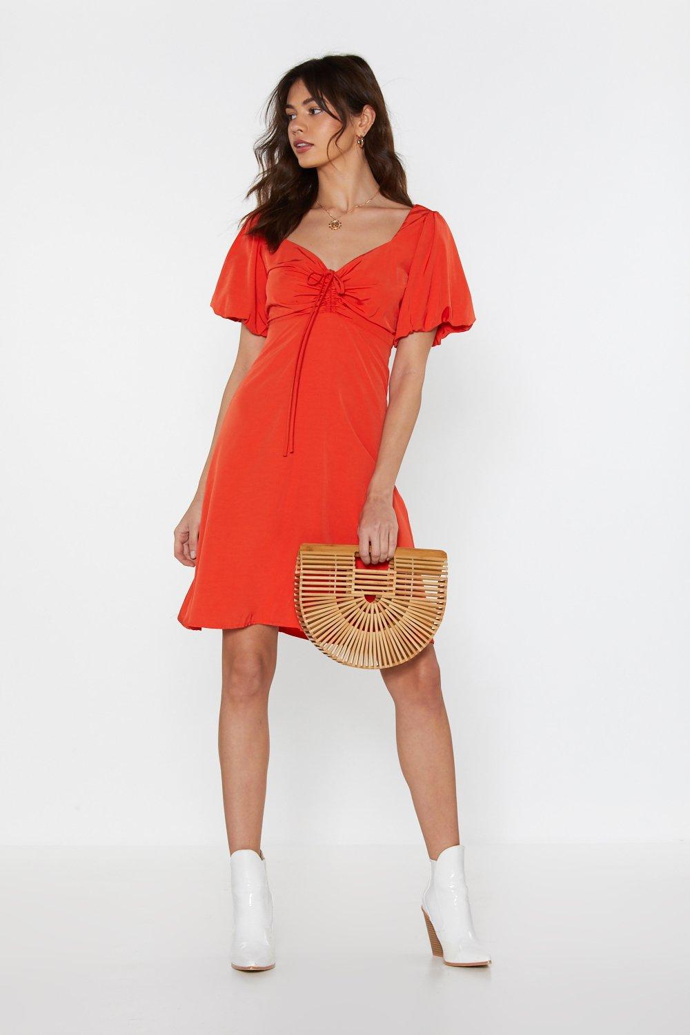 orange mesh dress