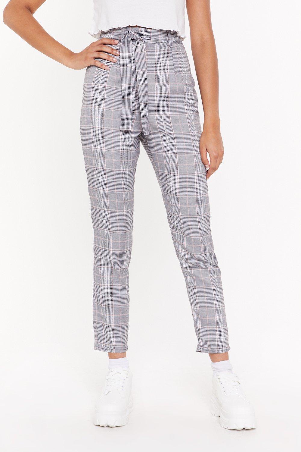 tapered plaid pants