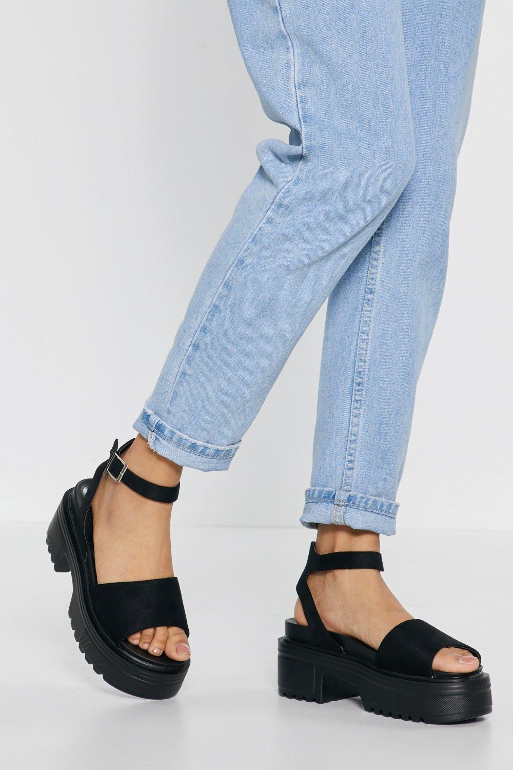 nasty gal black platform sandals