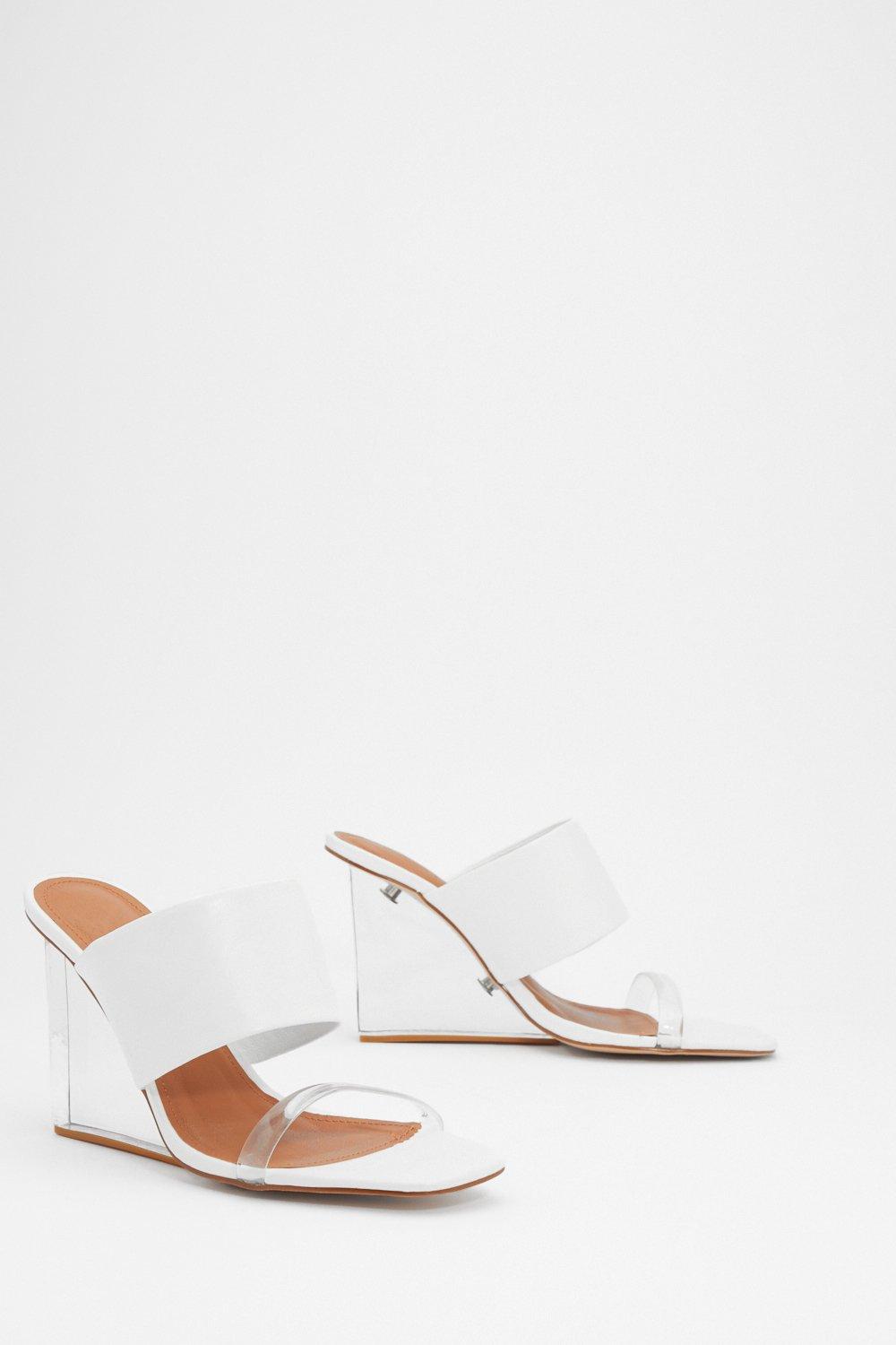 white mule wedges