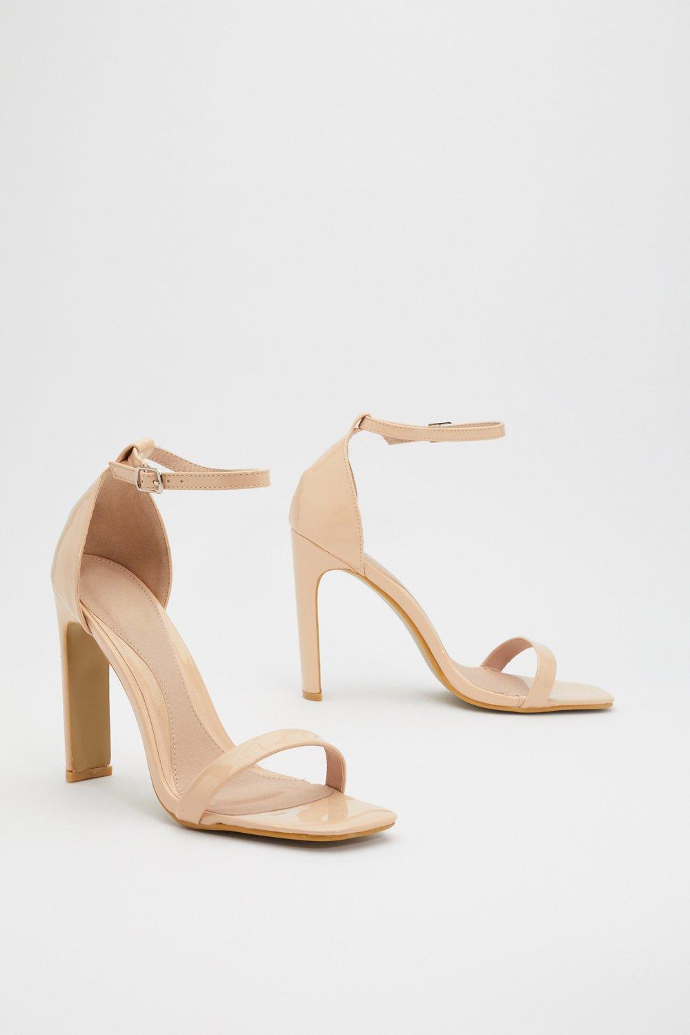 cream patent heels