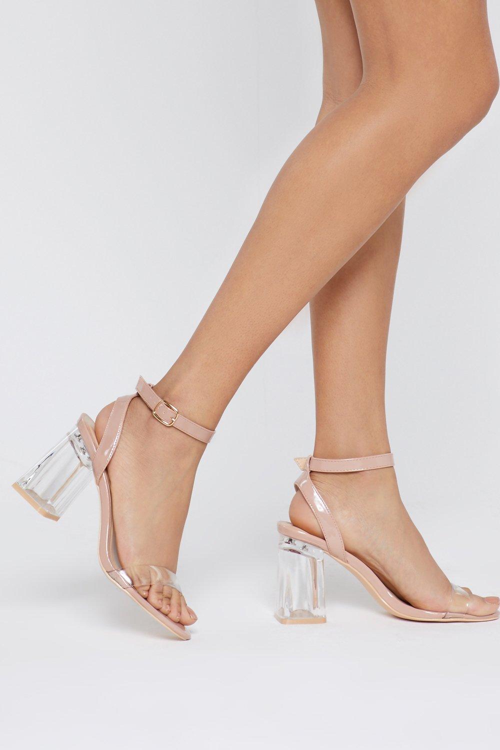 clear nude shoes