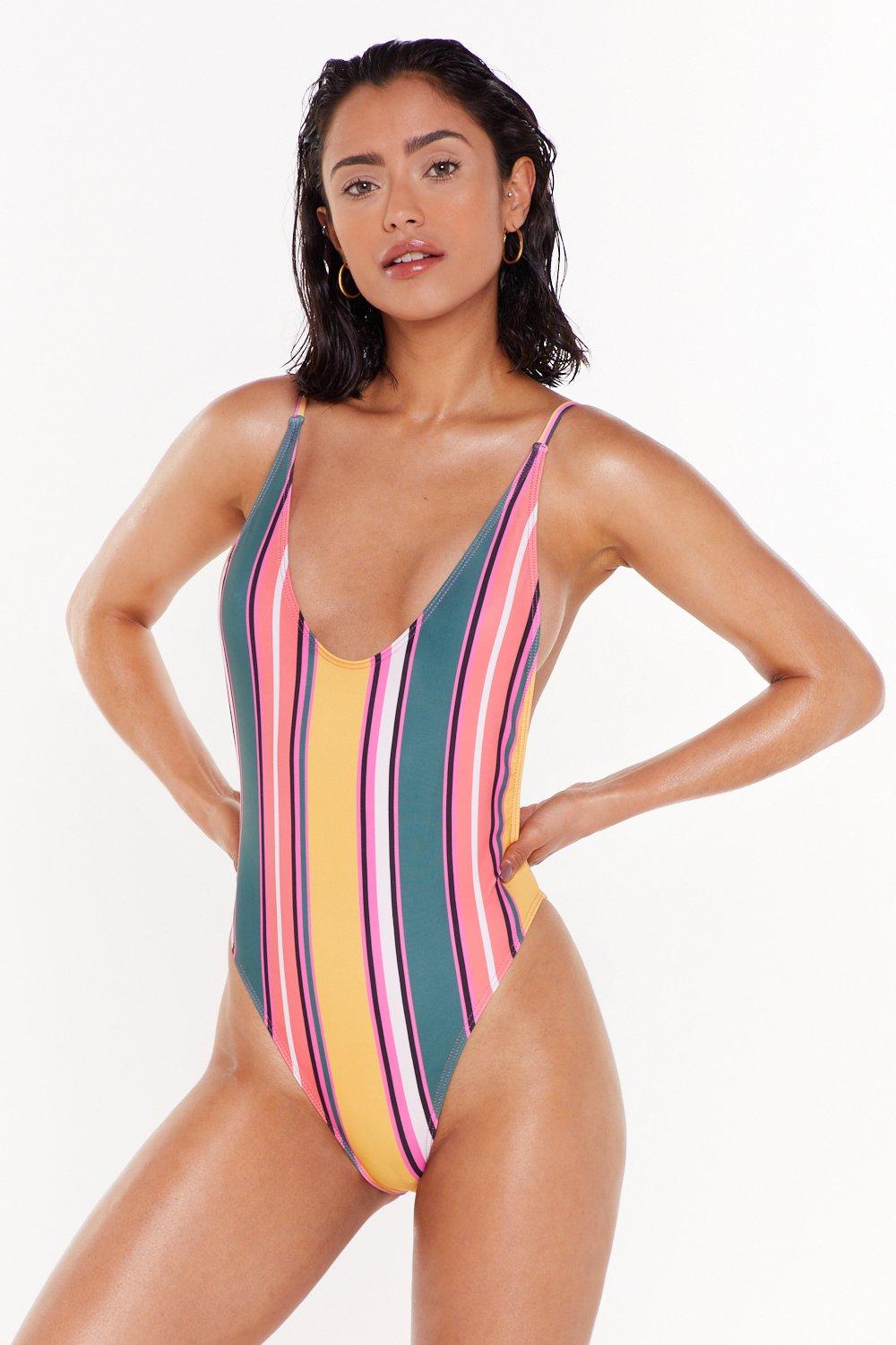multi stripe swimsuit
