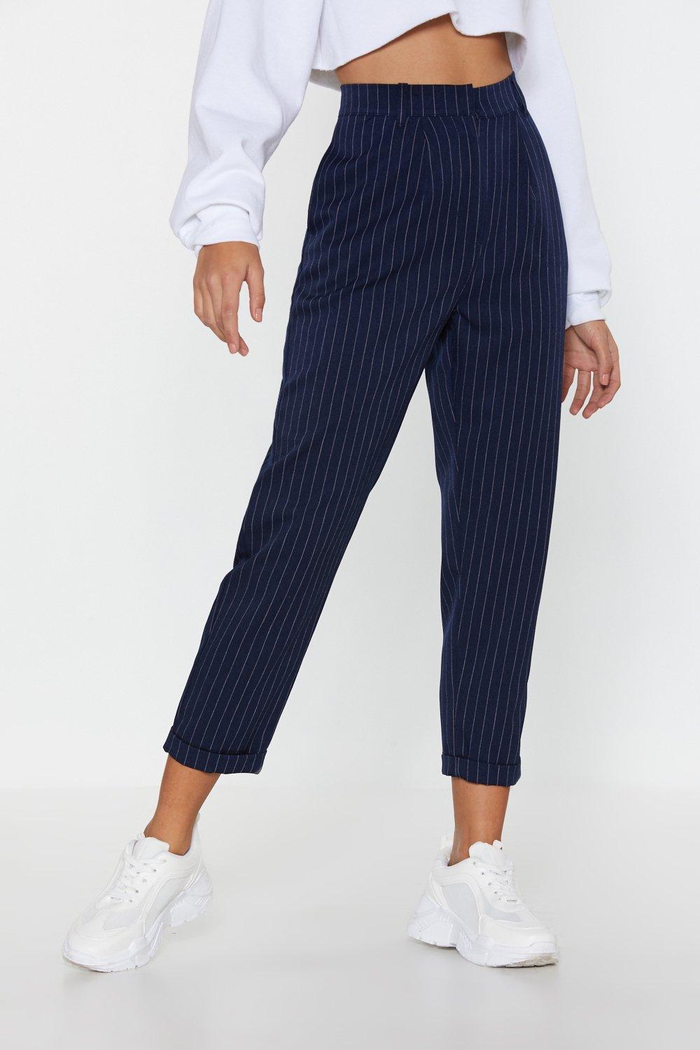 pinstripe navy pants