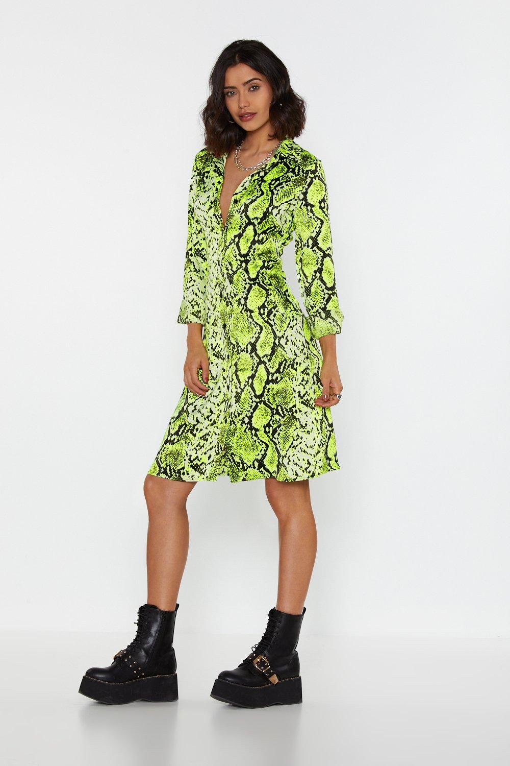 I Lime It Like That Snake Shirt Dress