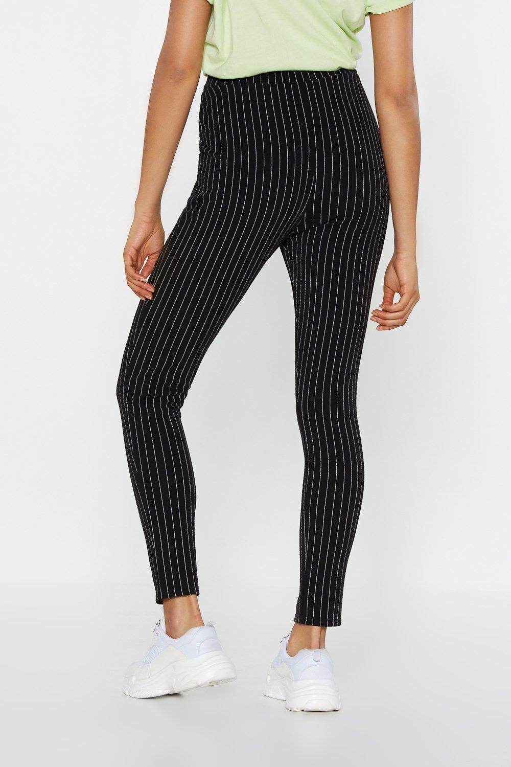 black pinstripe skinny trousers