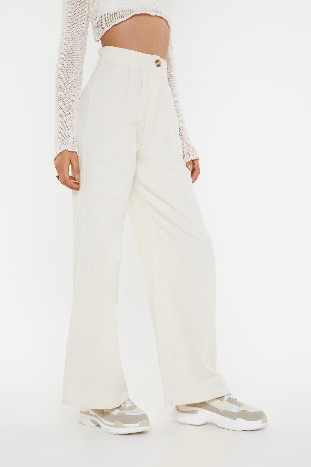 High Waisted Linen Pants With Wide Legs 