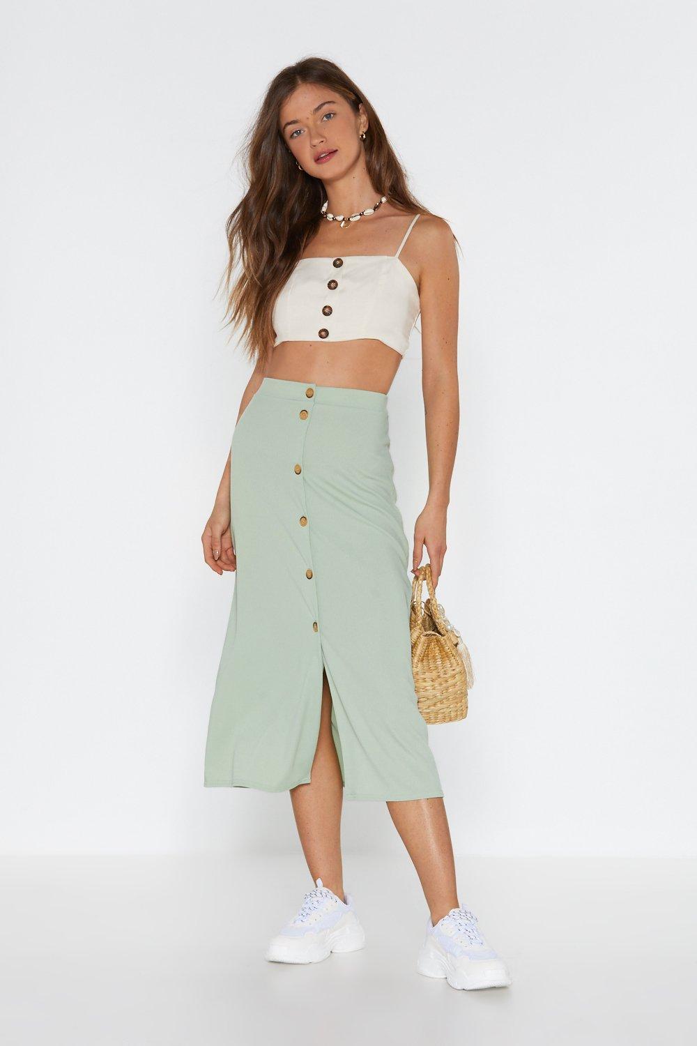 midi button skirt