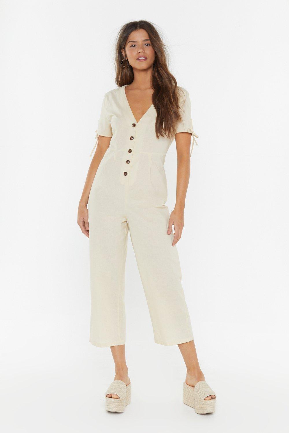 linen button jumpsuit