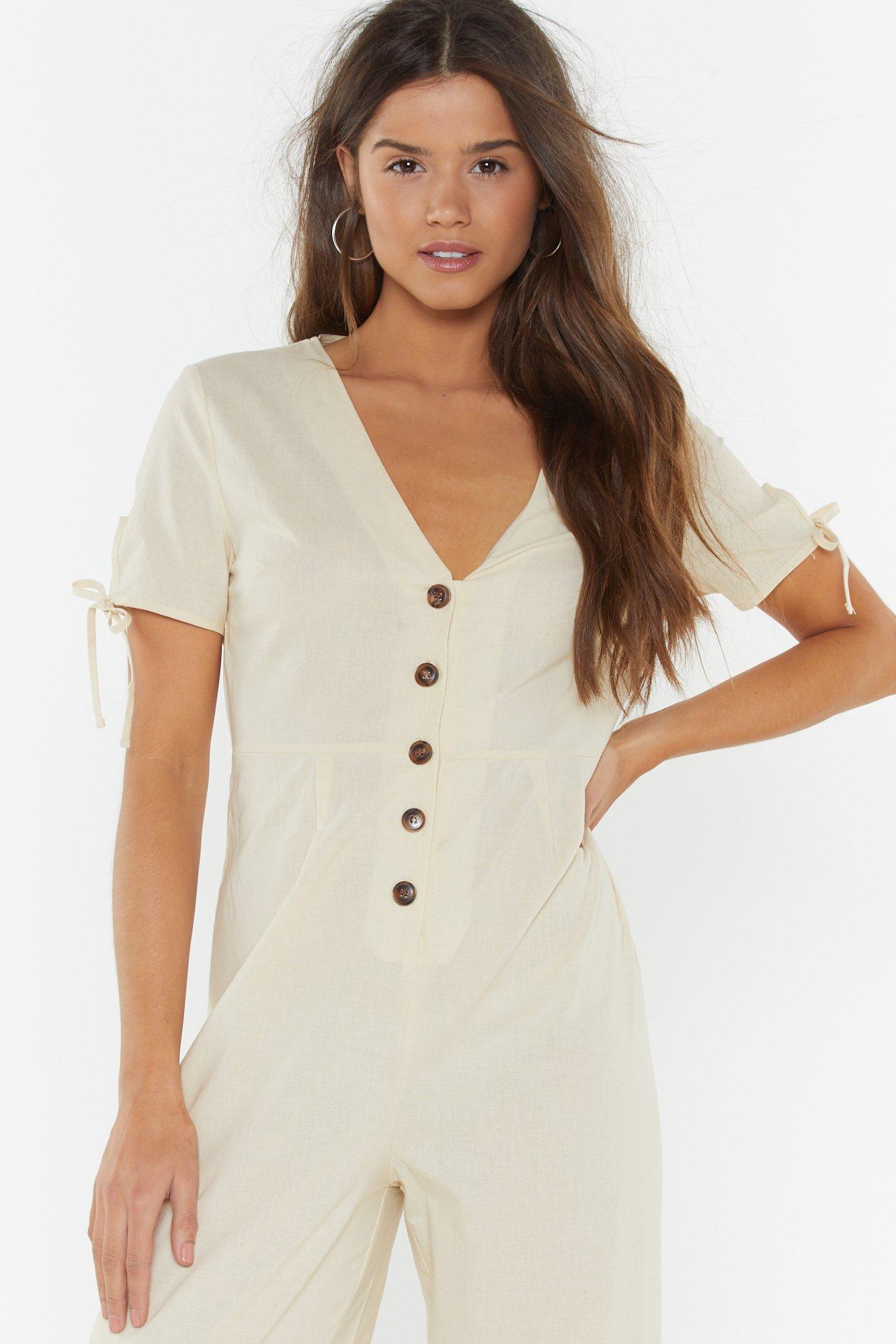 white button down jumpsuit