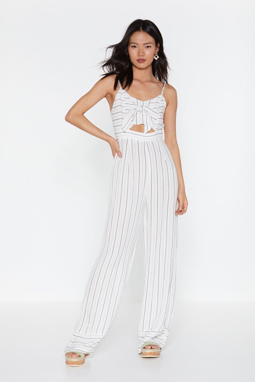 white tie front jumpsuit