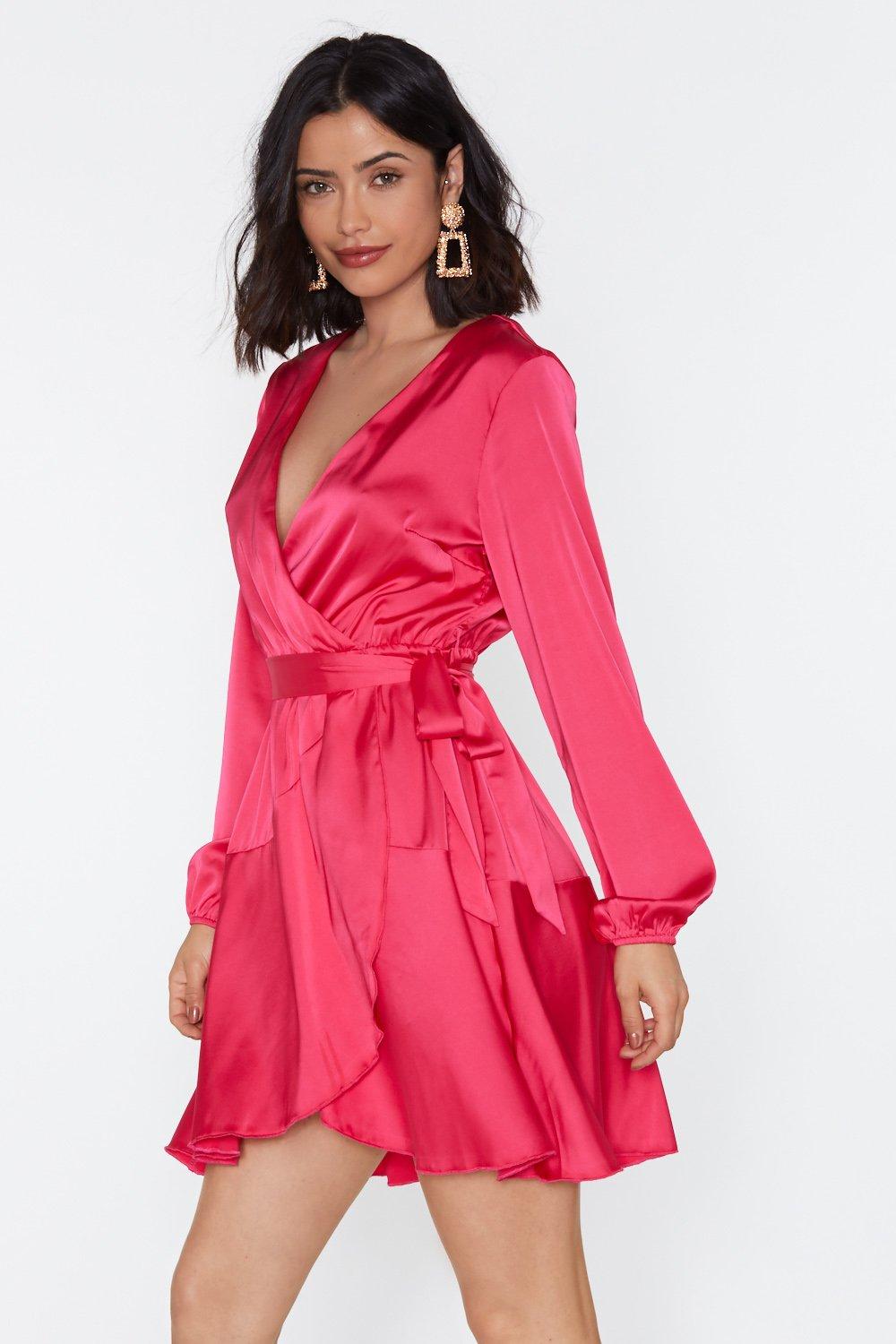 nasty gal satin wrap dress