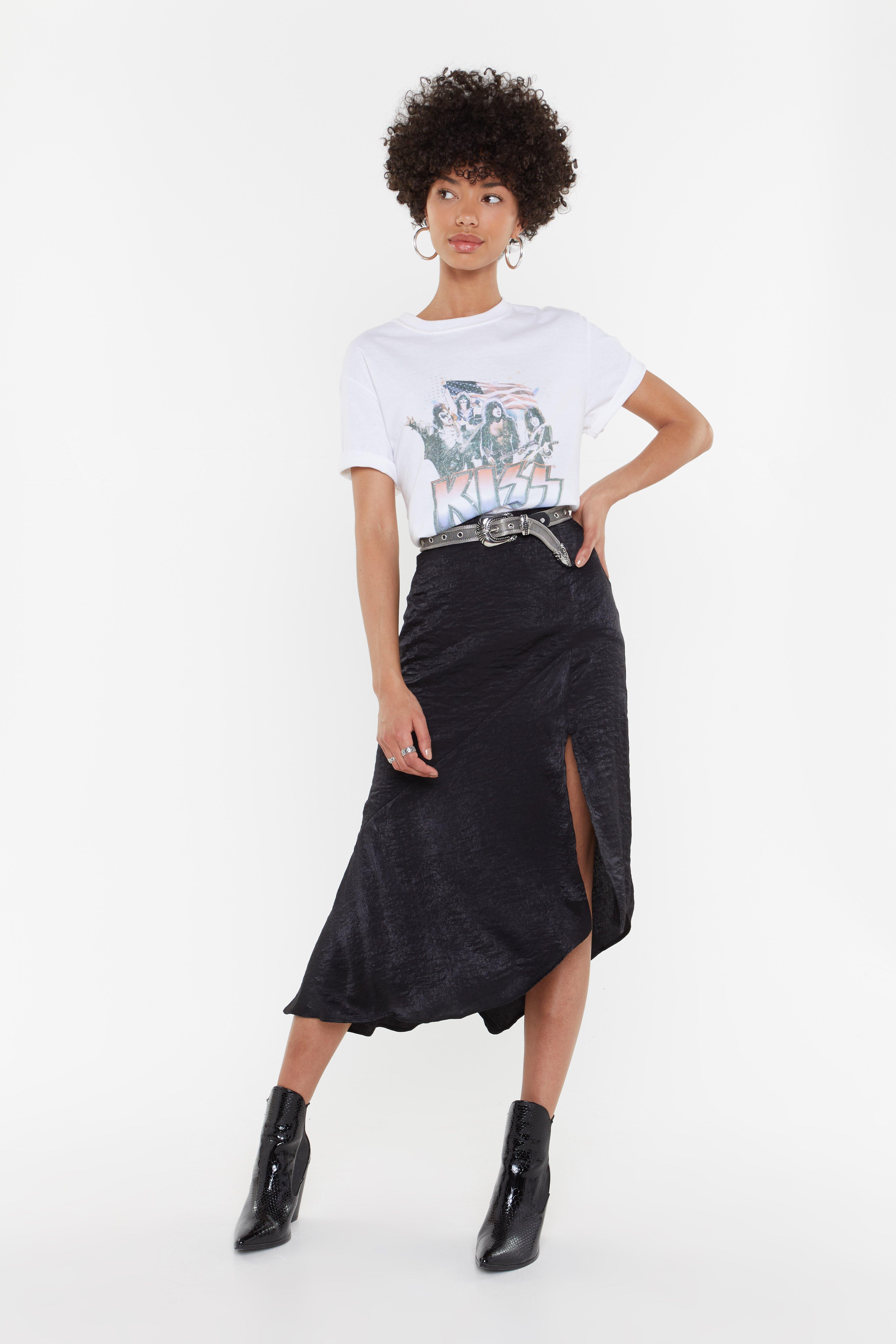 Worried Slick Satin Midi Skirt