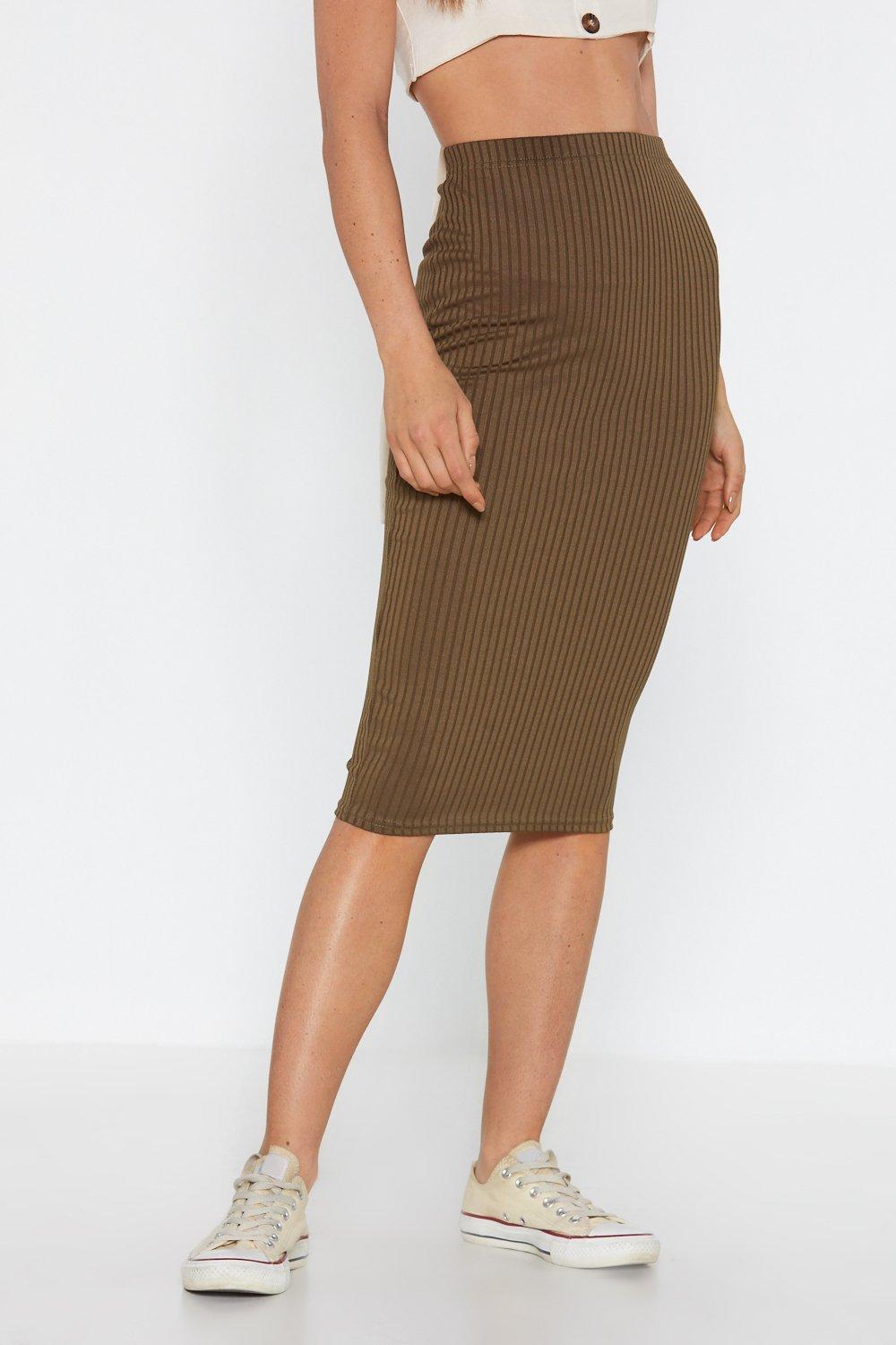 ribbed midi skirt