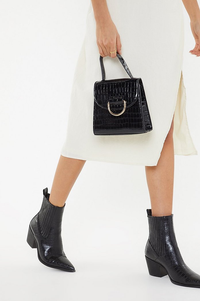 WANT Rings of Truth Patent Croc Bag