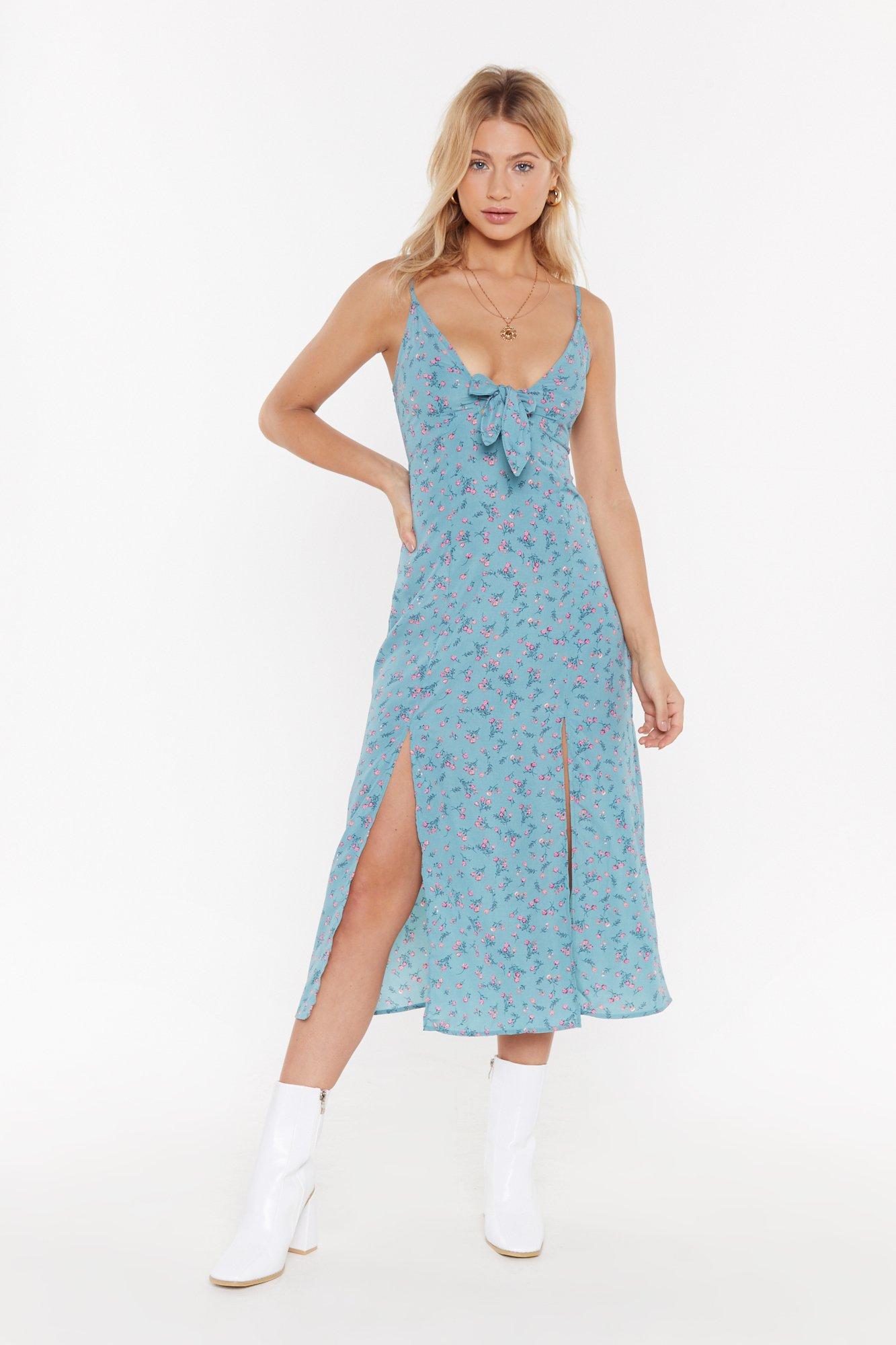 teal floral midi dress