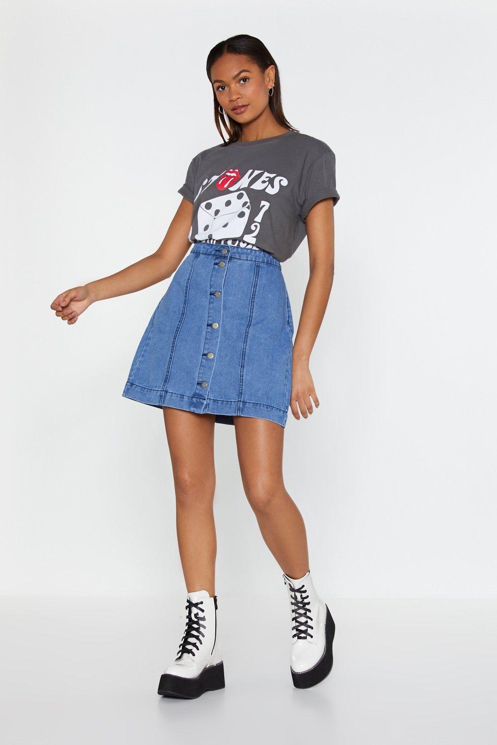 a line denim skirt