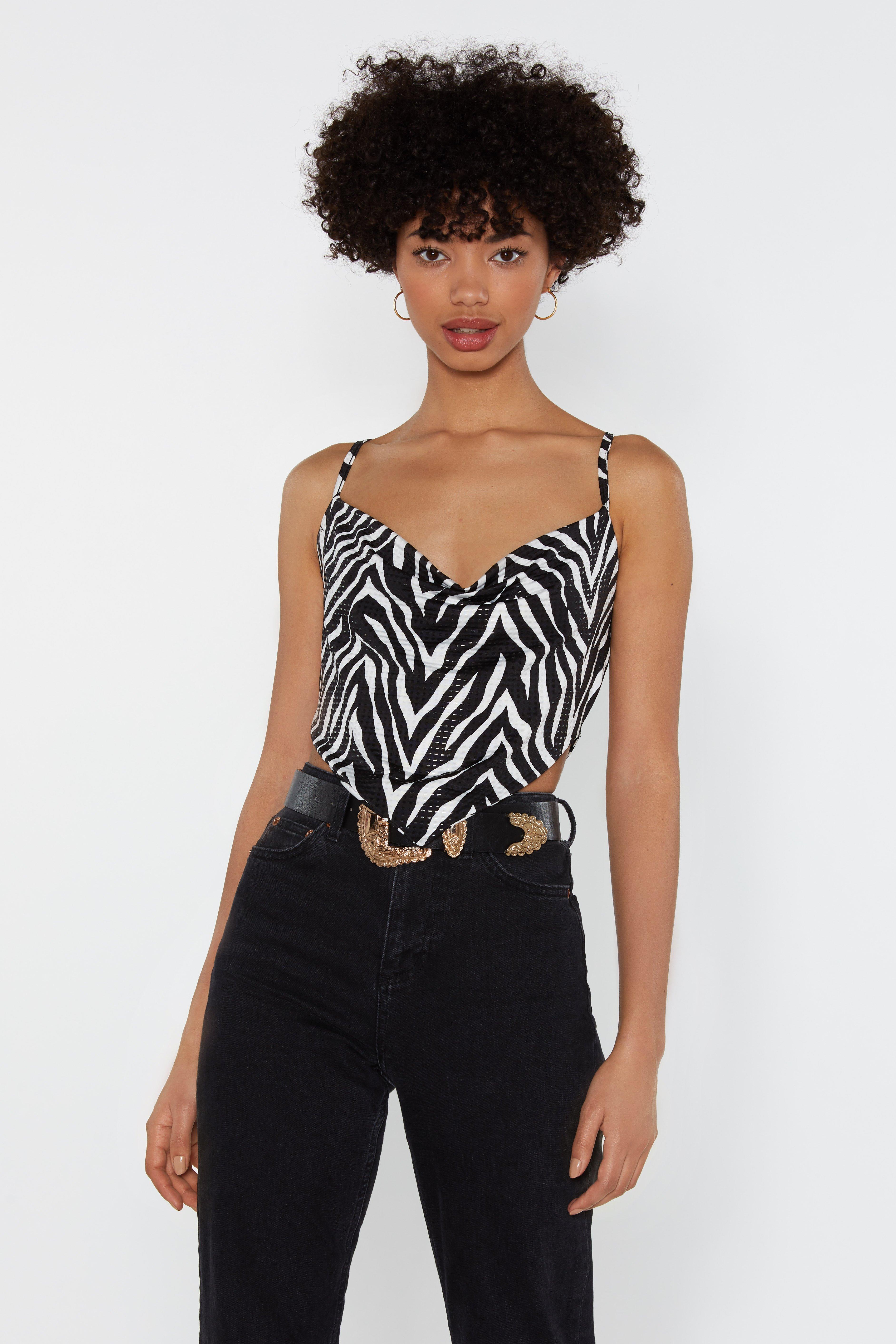 Take Me Monochrome Zebra Cowl Top Nasty Gal