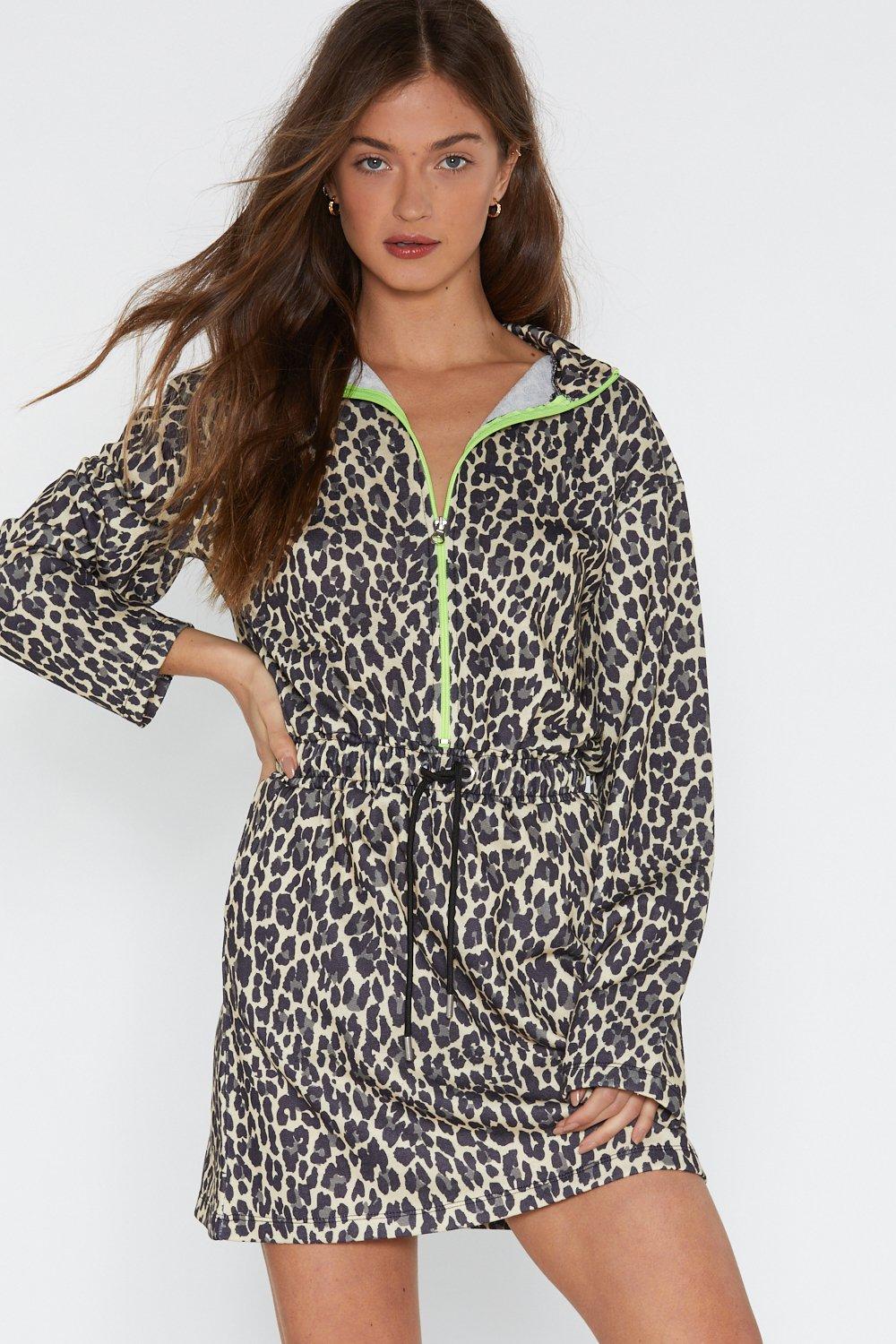 leopard drawstring dress