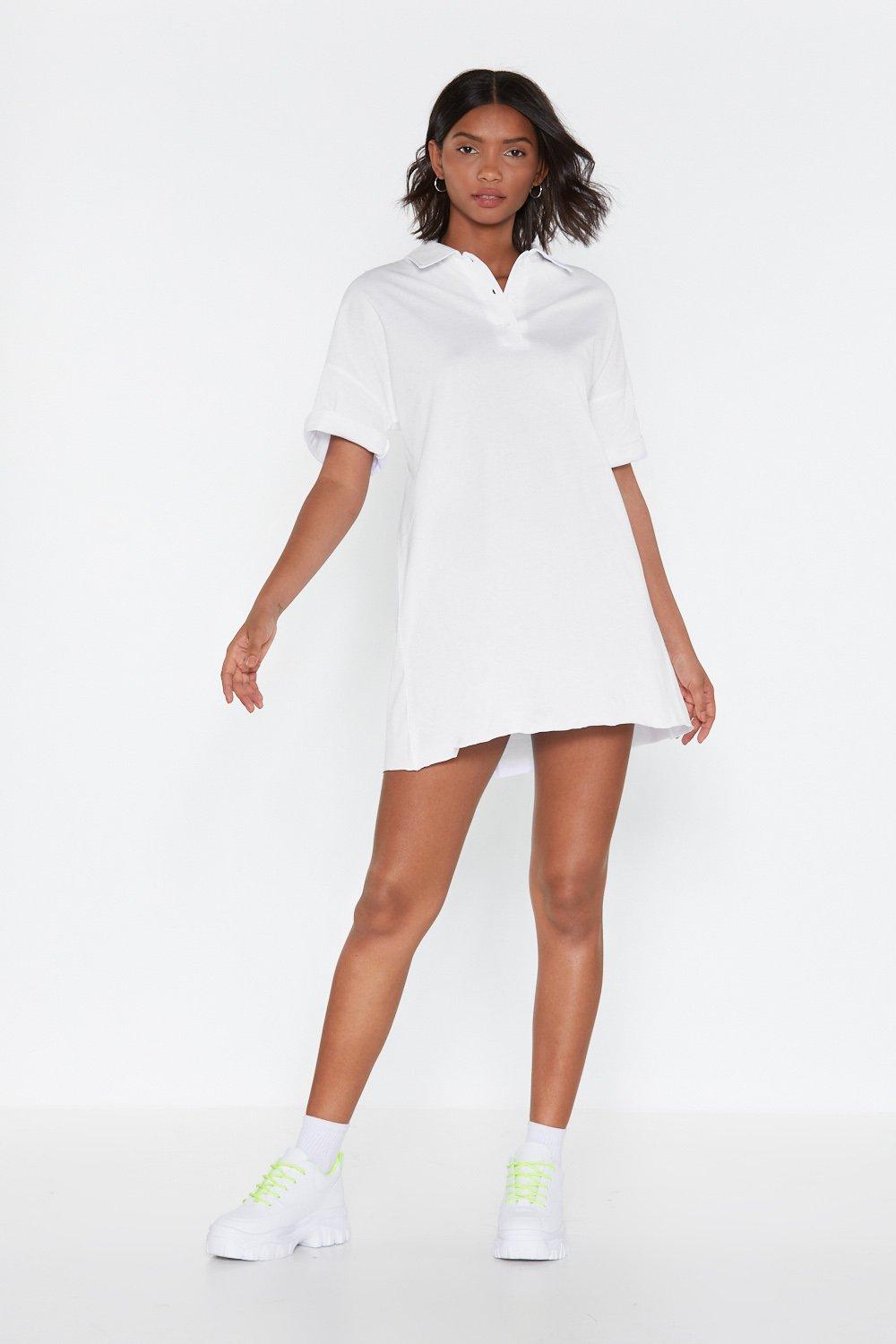 white button down polo dress