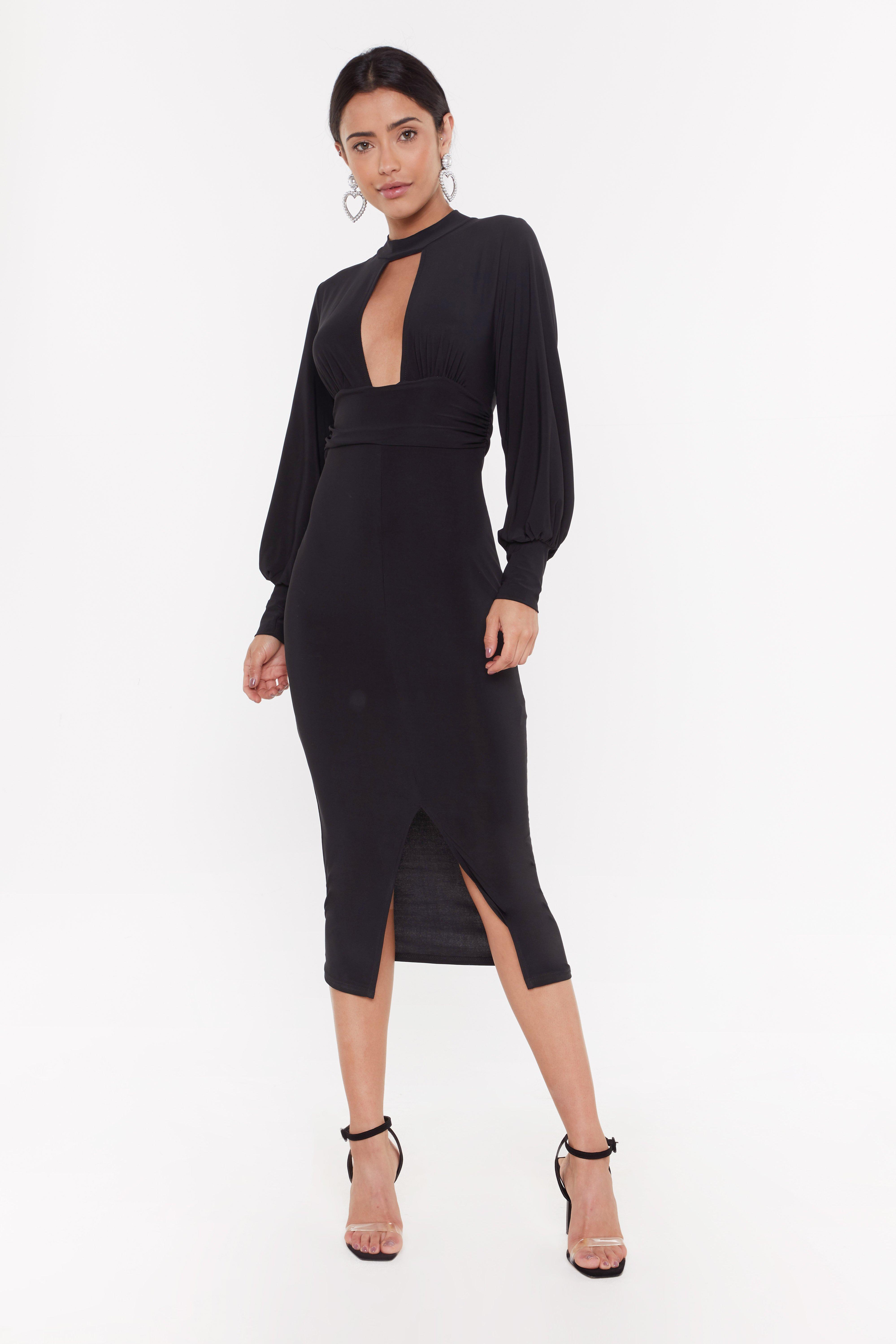 black front cut out dress