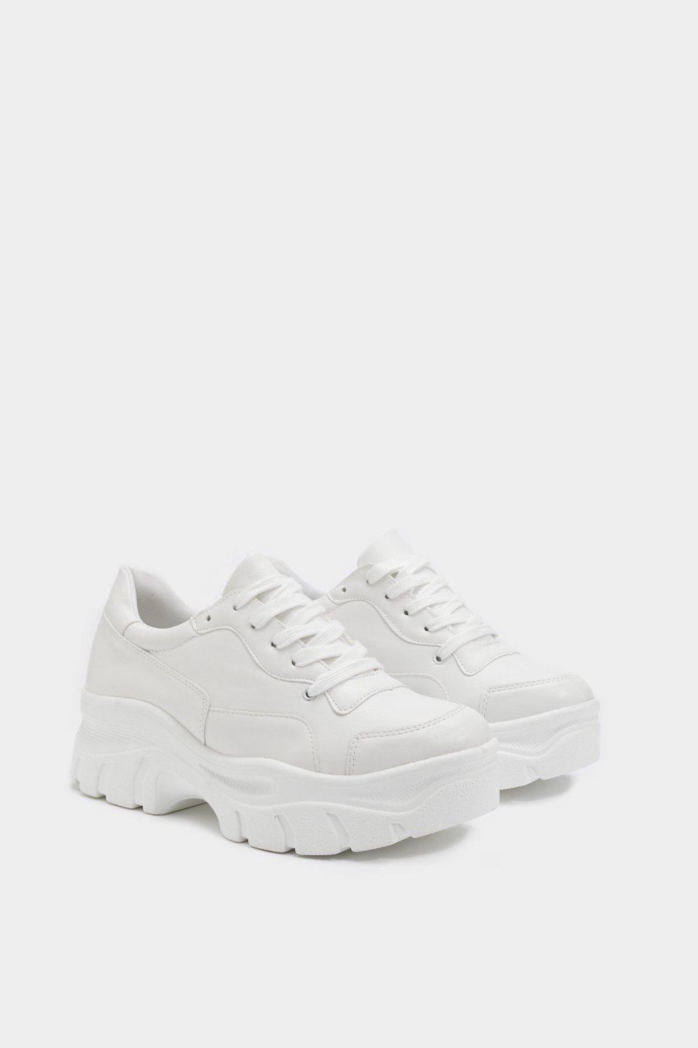 chunky platform white trainers