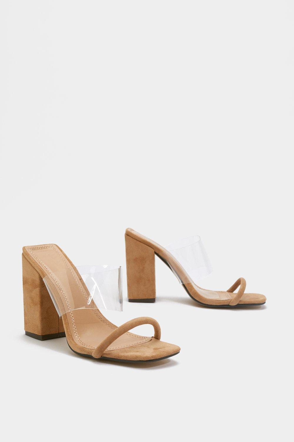 nude mule block heel