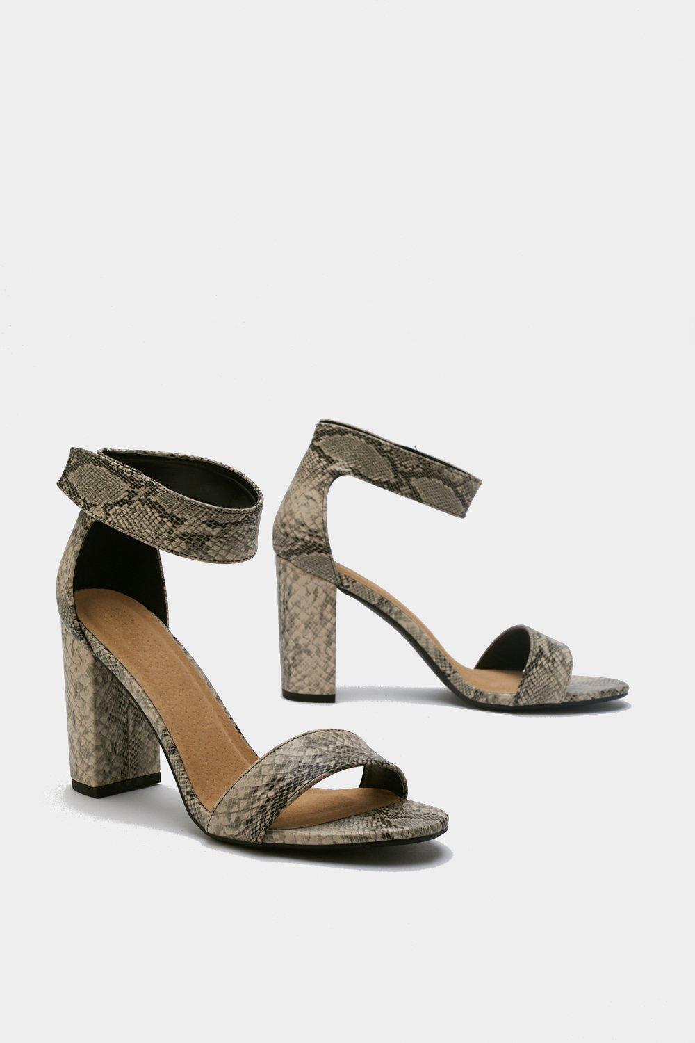 snake block heel sandals