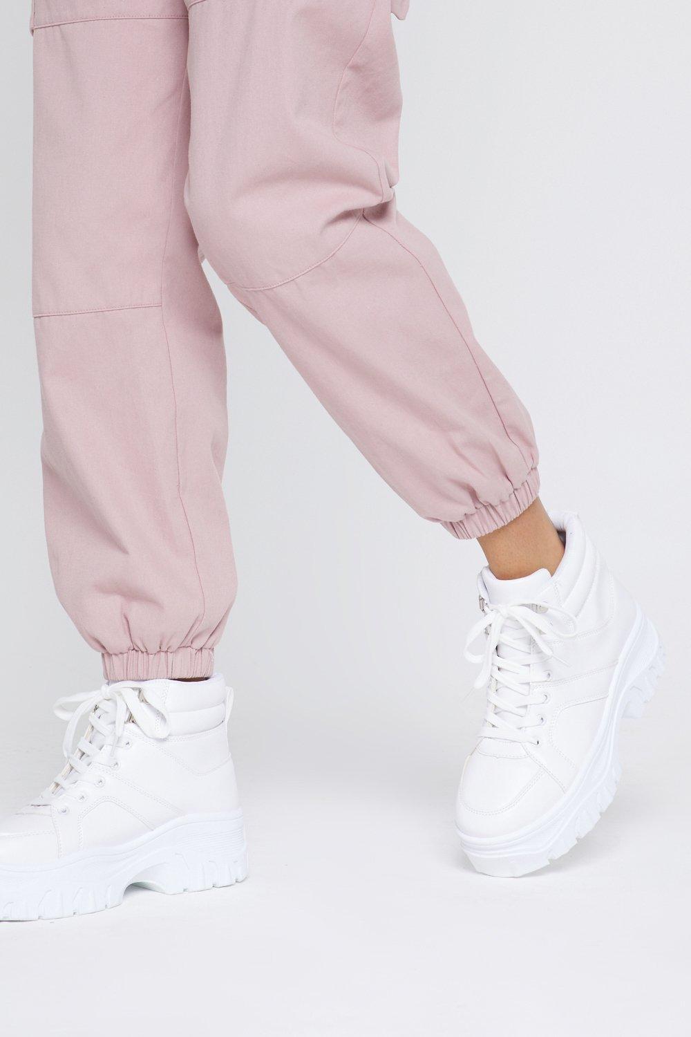 chunky white sneakers