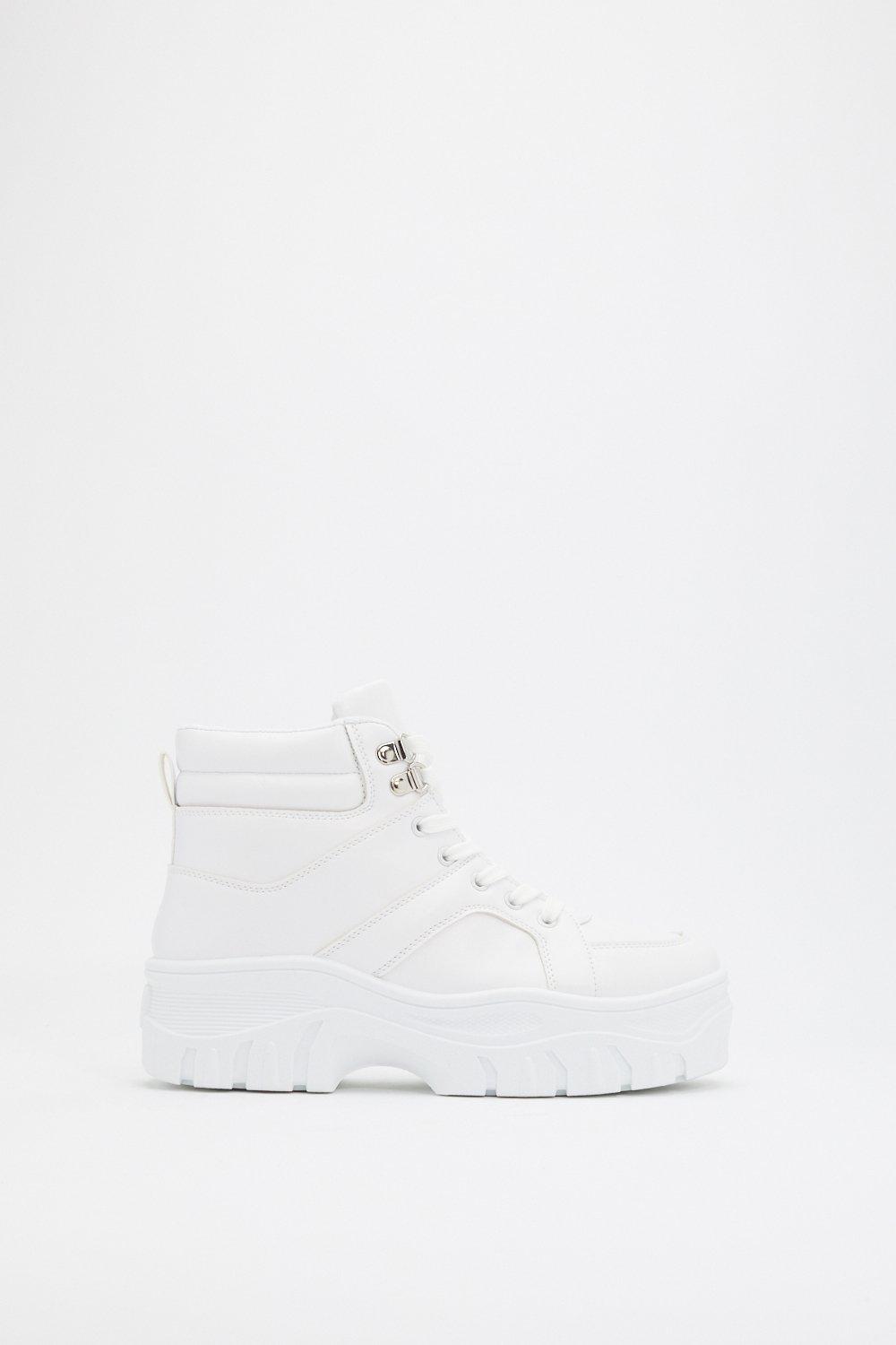 white chunky sneaker boots