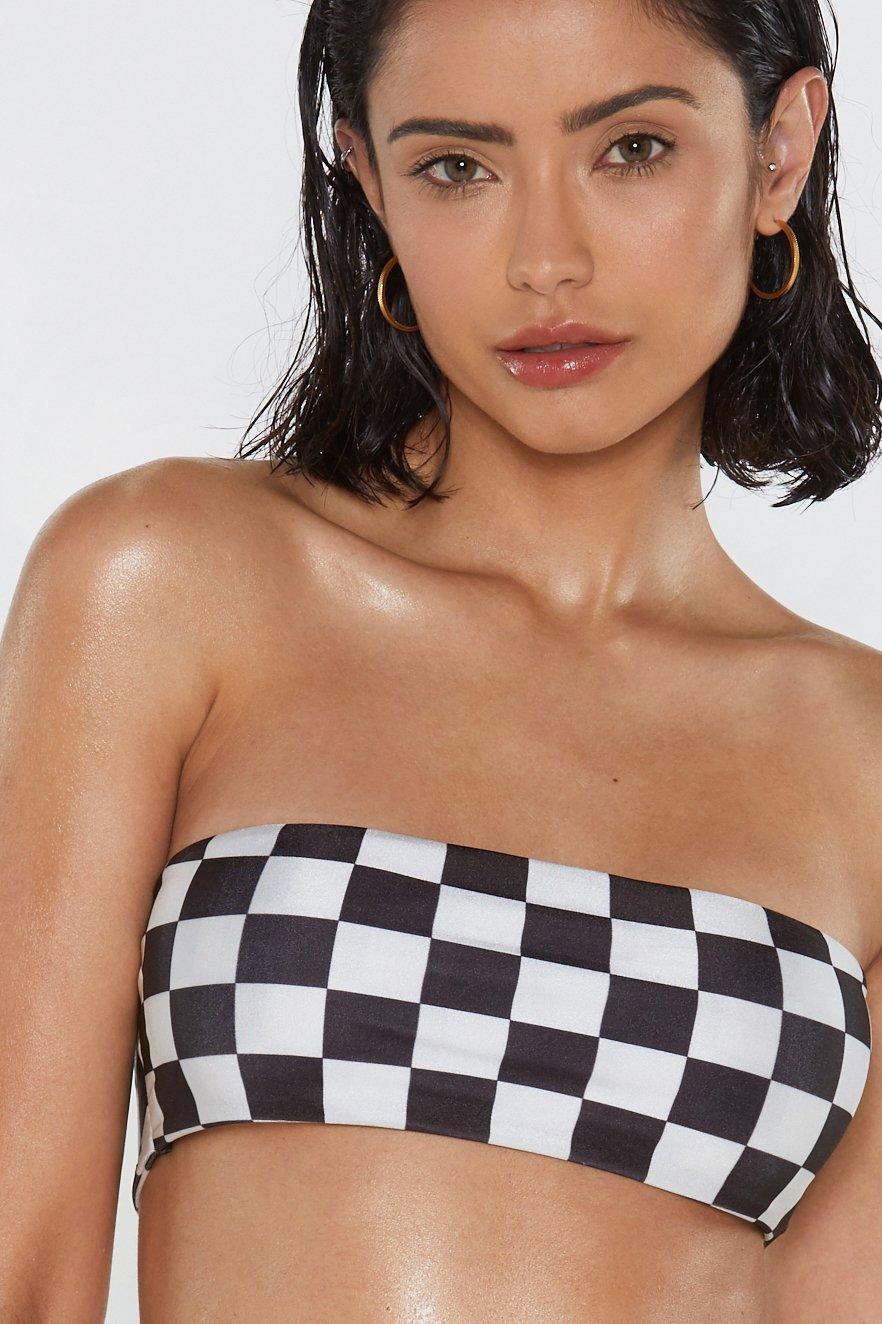 checkered bandeau bikini