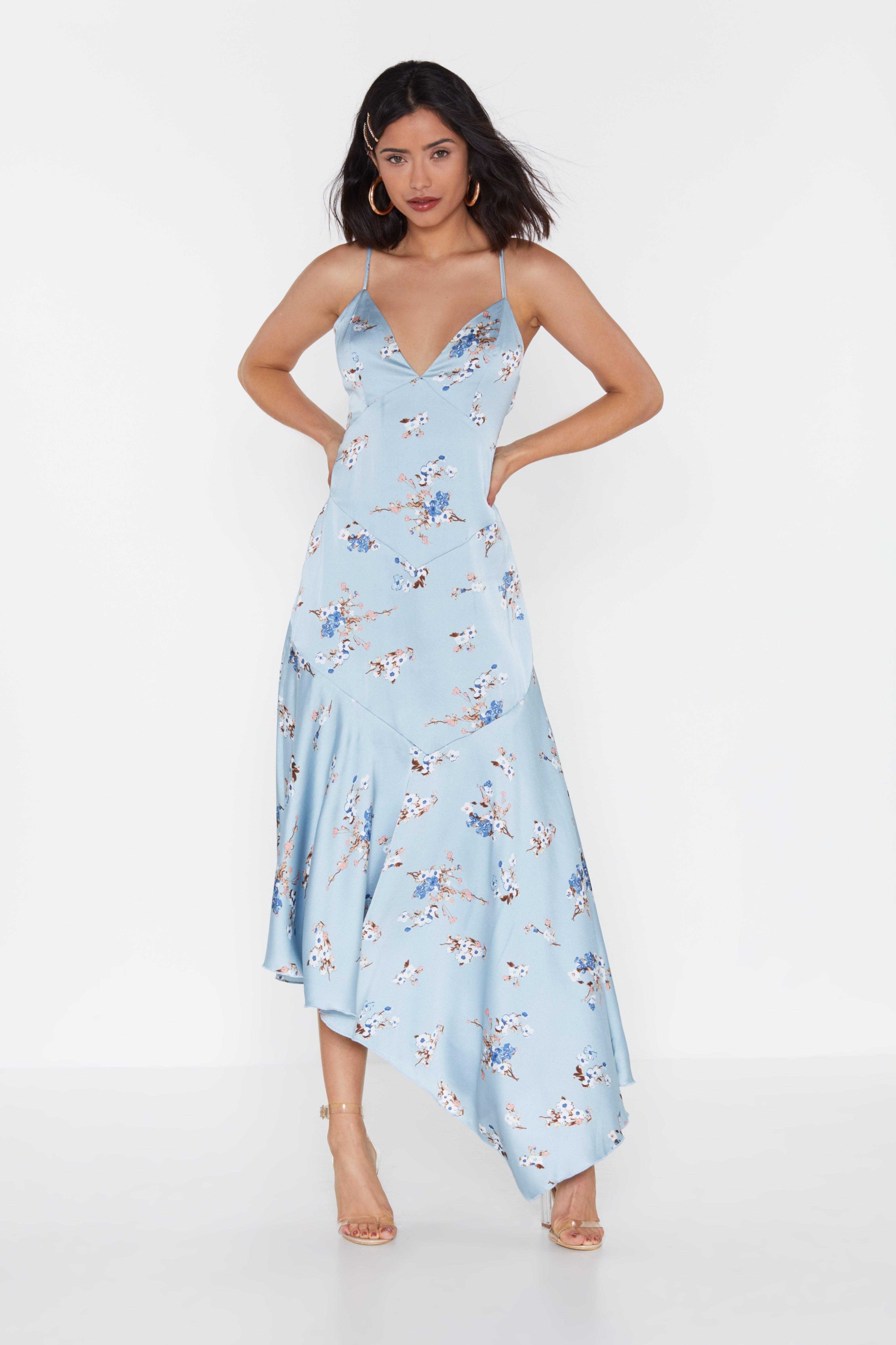 satin floral maxi dress