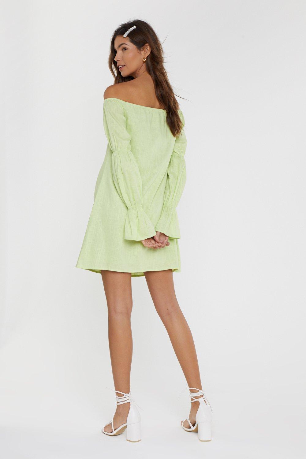 bardot linen dress