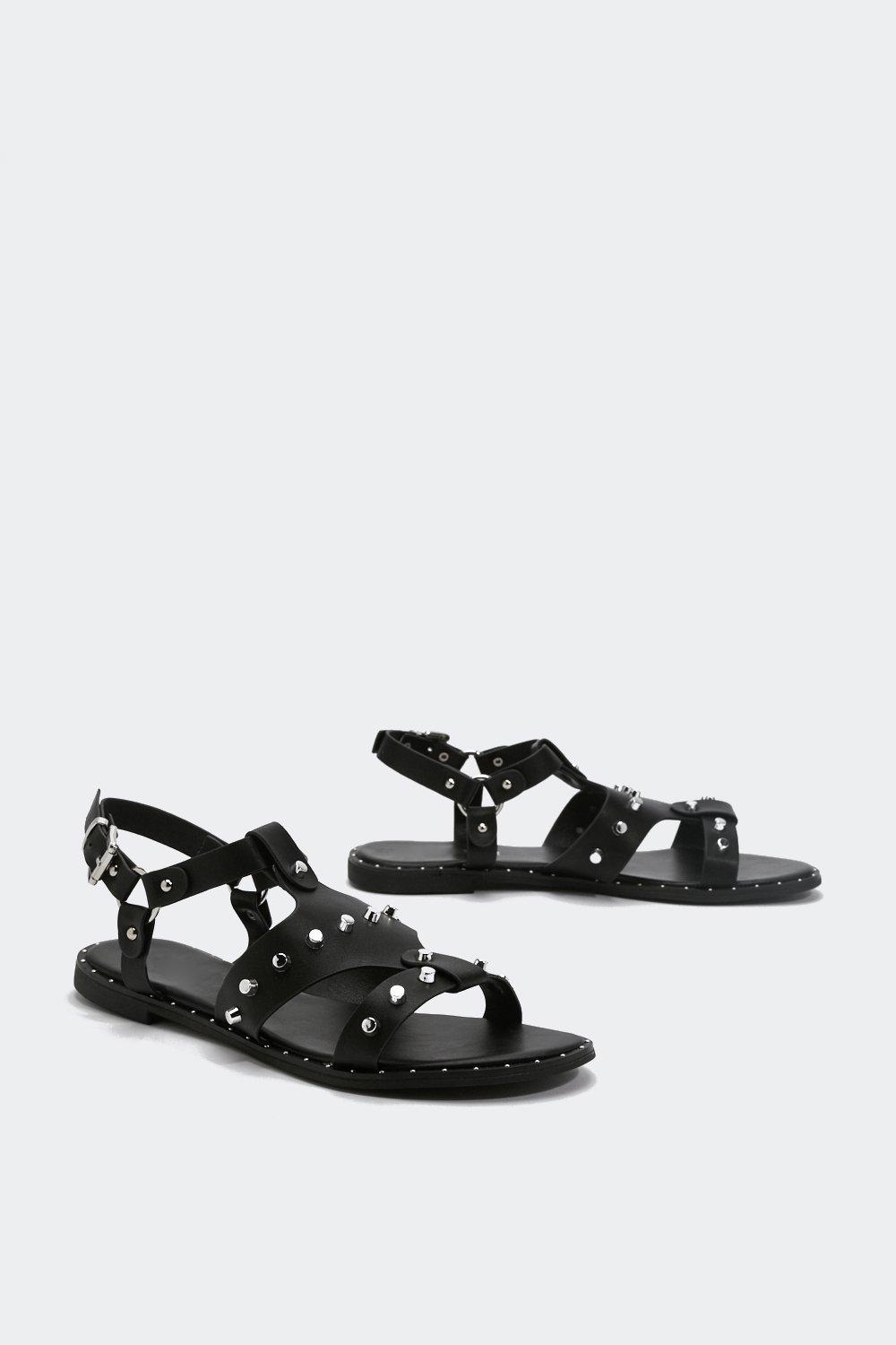 Studded Buckle Flat Sandals | Nasty Gal
