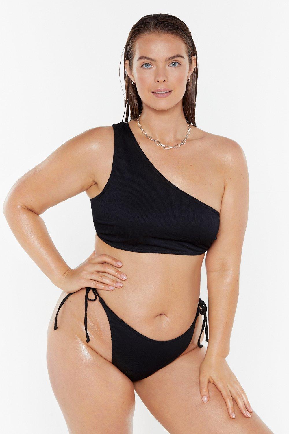 black one shoulder bikini top