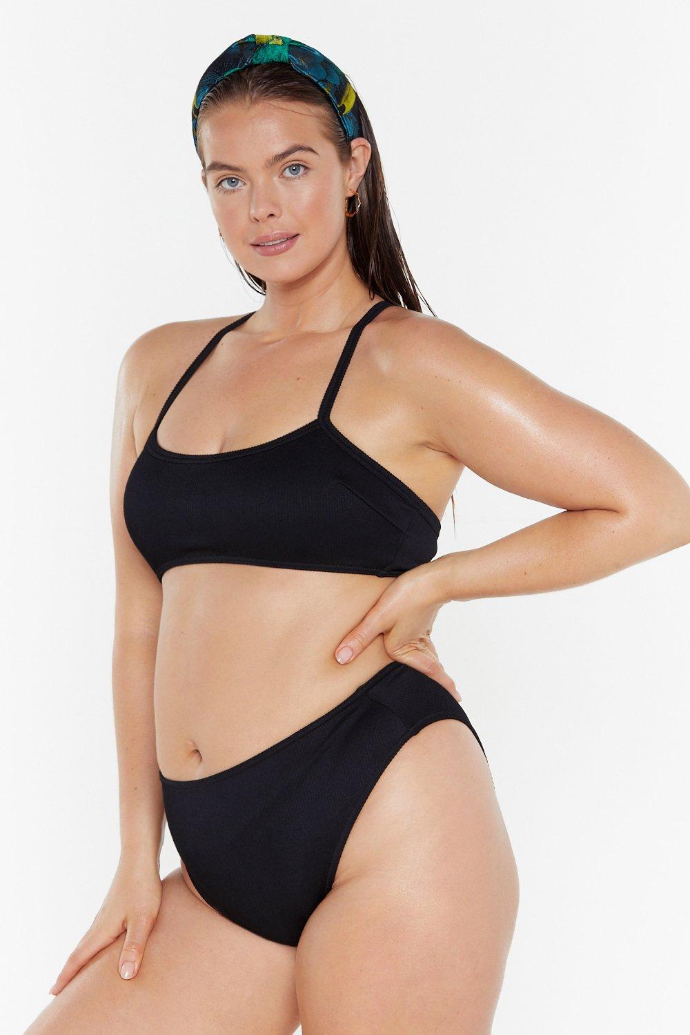 black scoop neck bikini