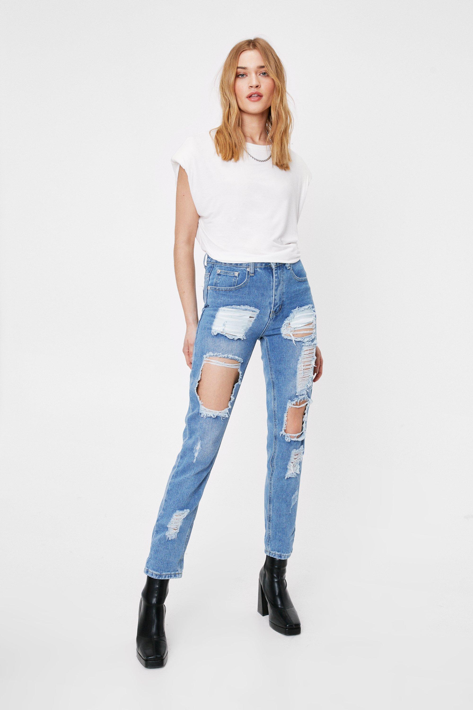 distressed mum jeans