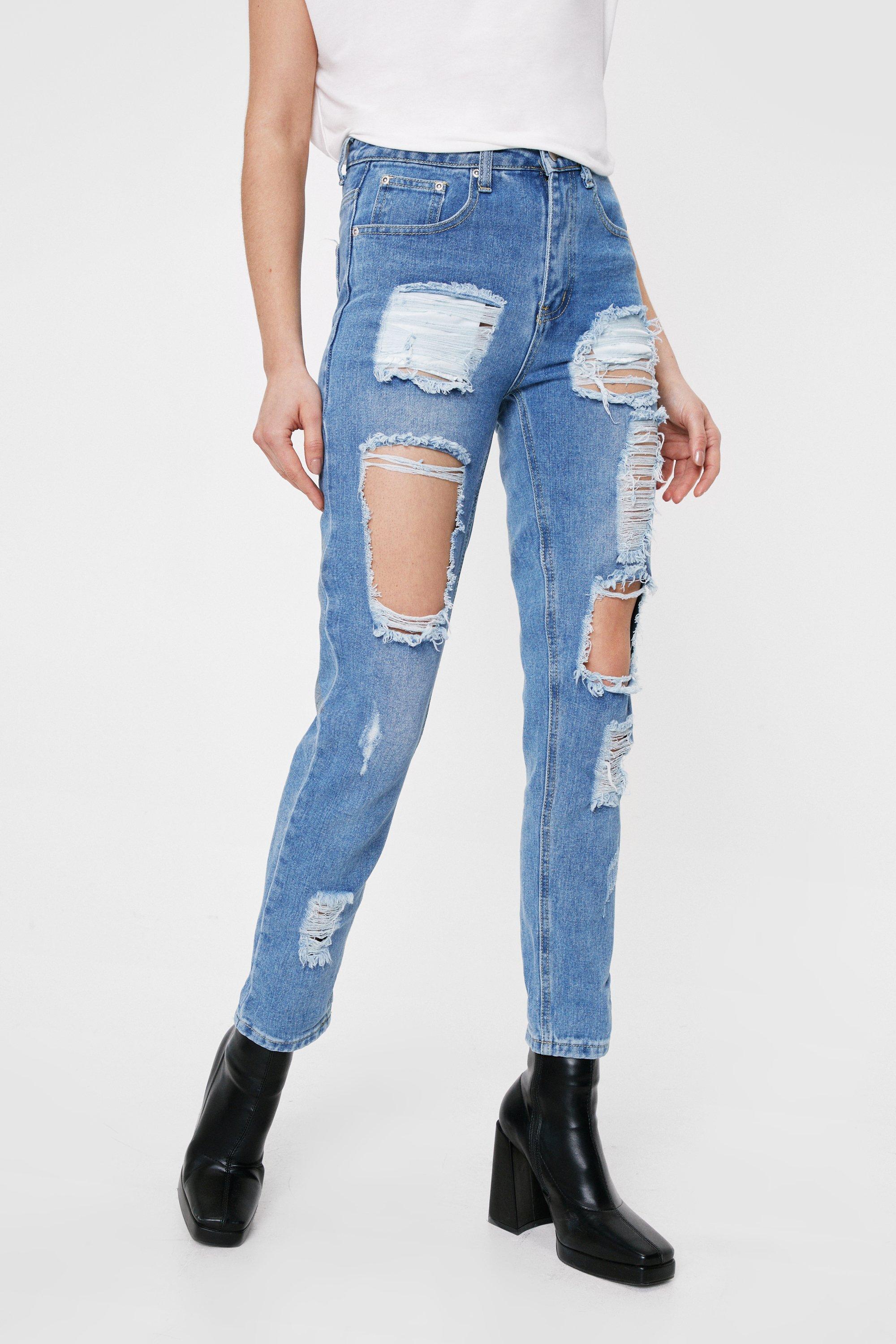 light blue distressed mom jeans