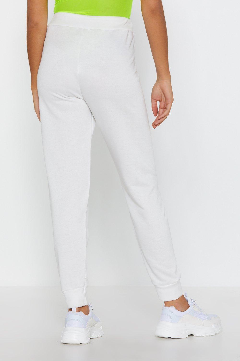 white basic joggers