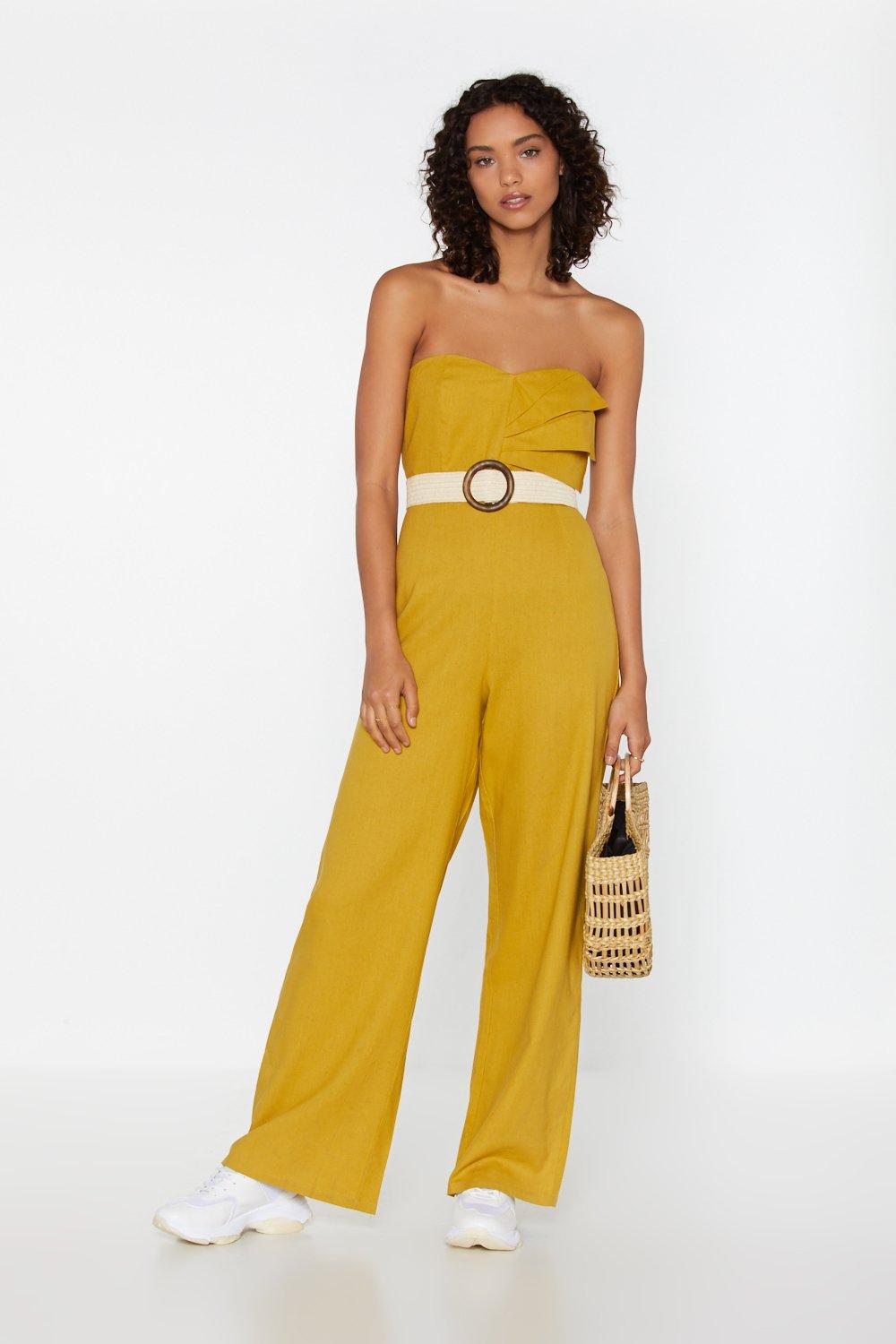 yellow linen jumpsuit