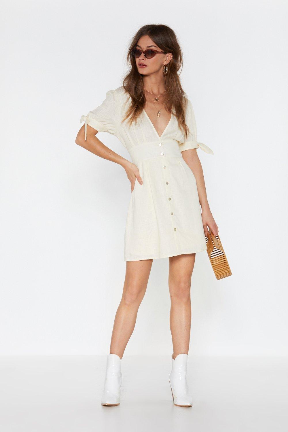 linen button down dress