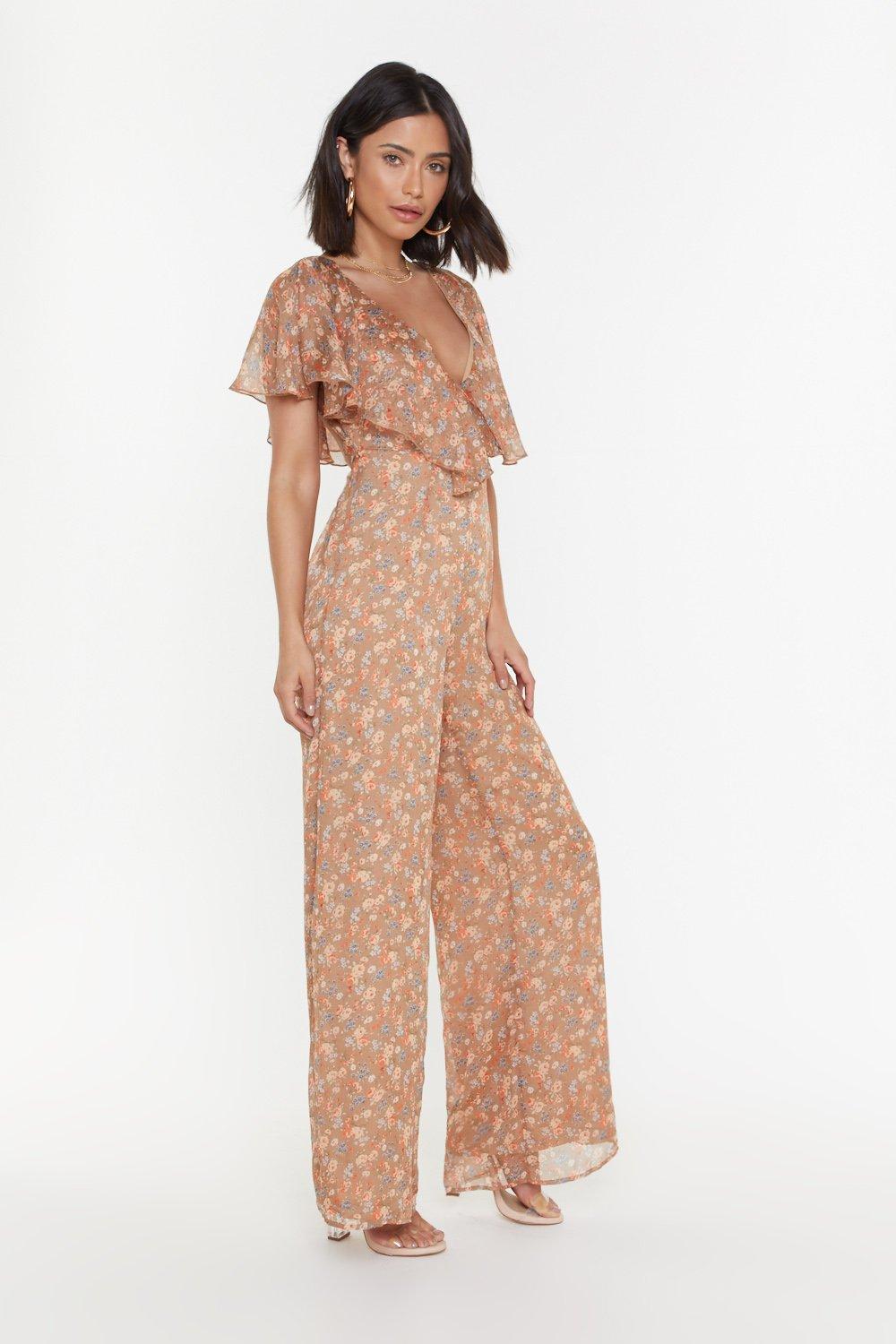 floral ruffle jumpsuit