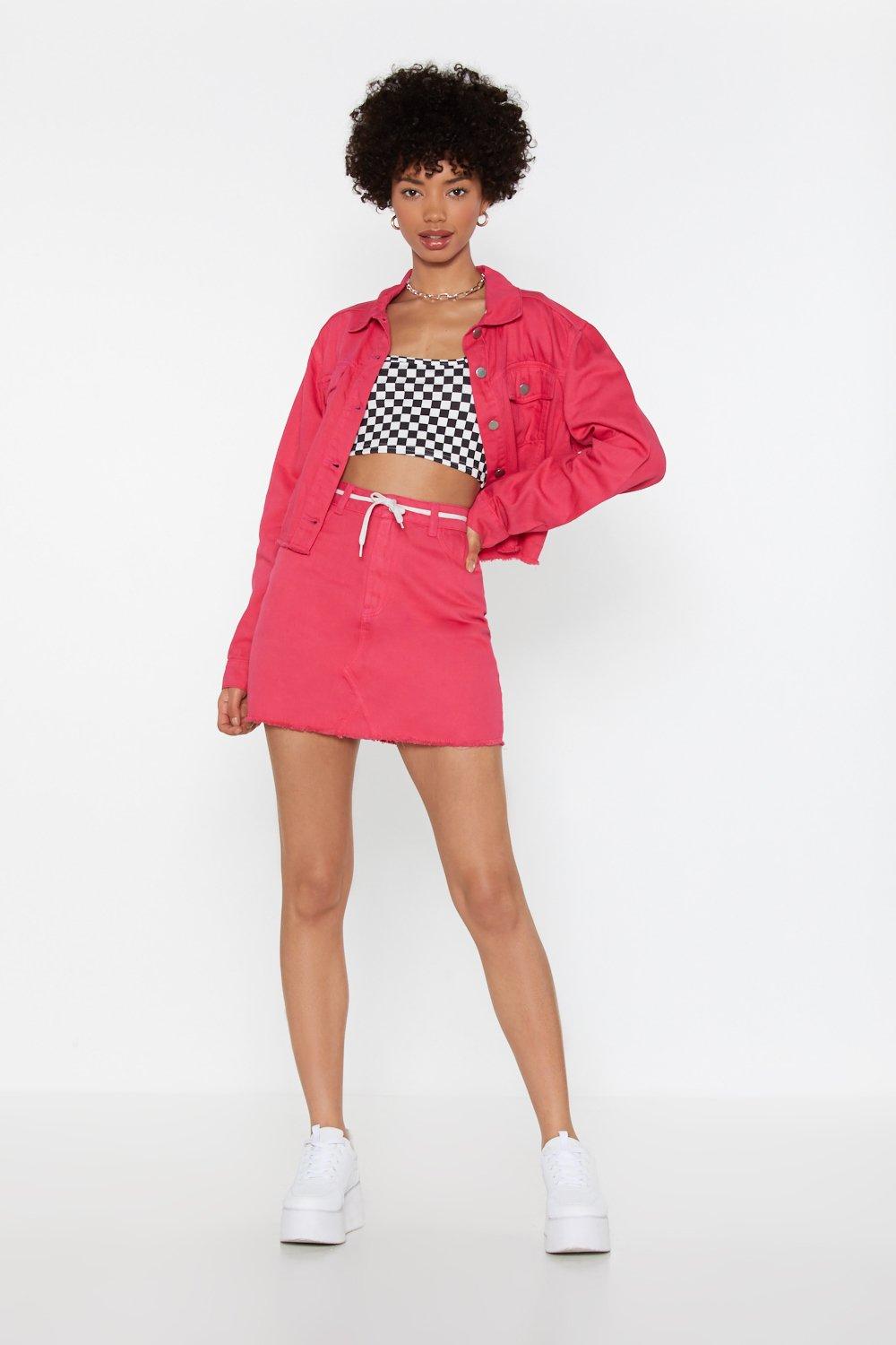 red jacket and skirt set